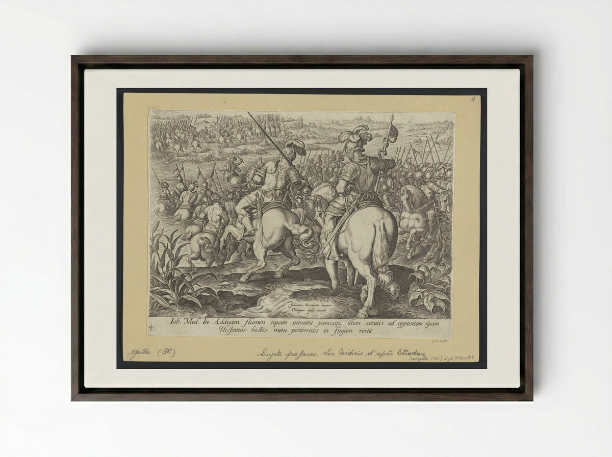 The Dissipation of the Spanish Enemy - Philips Galle - Framed Canvas Dark Wood
