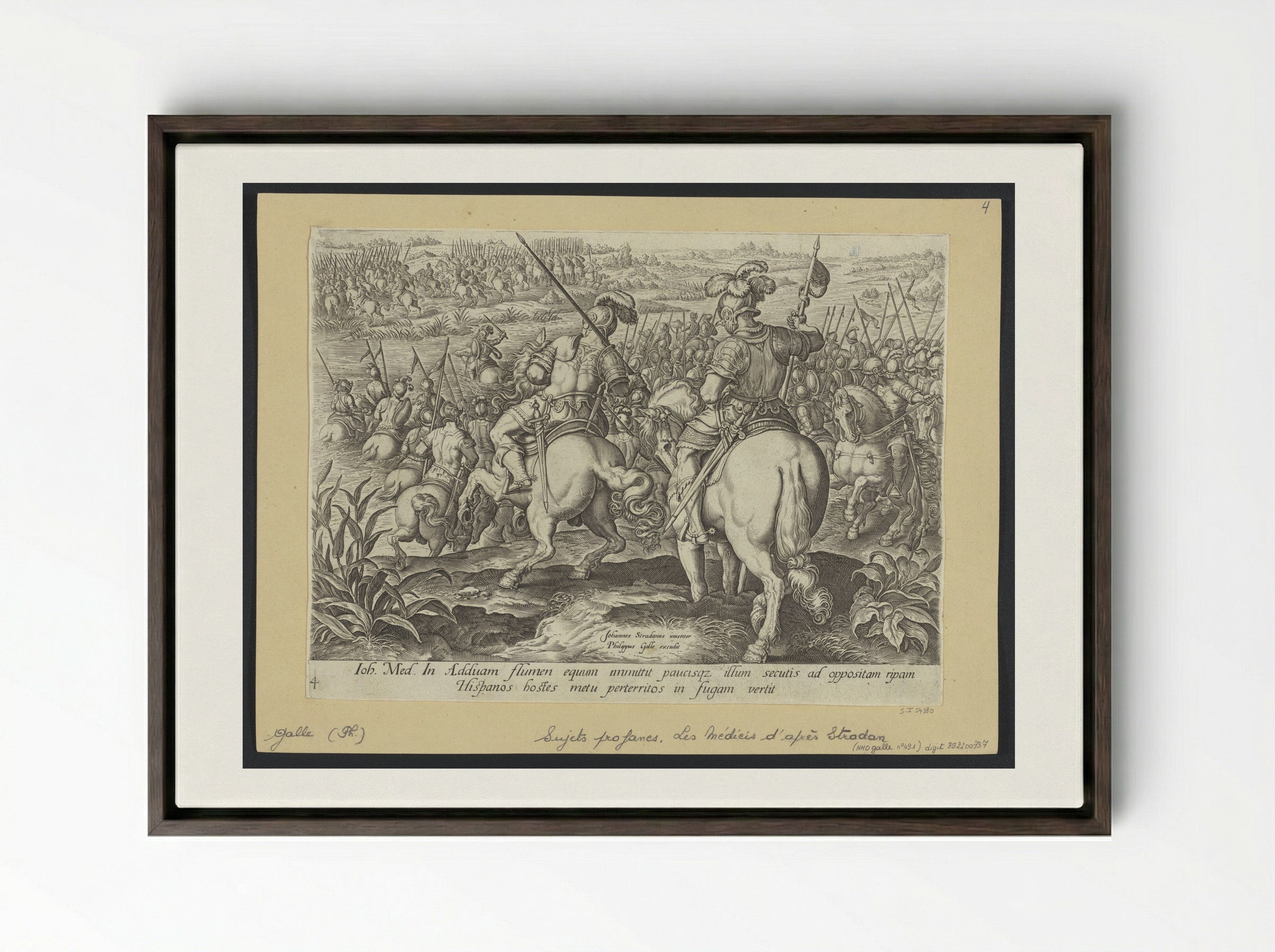 The Dissipation of the Spanish Enemy - Philips Galle - Framed Canvas Dark Wood