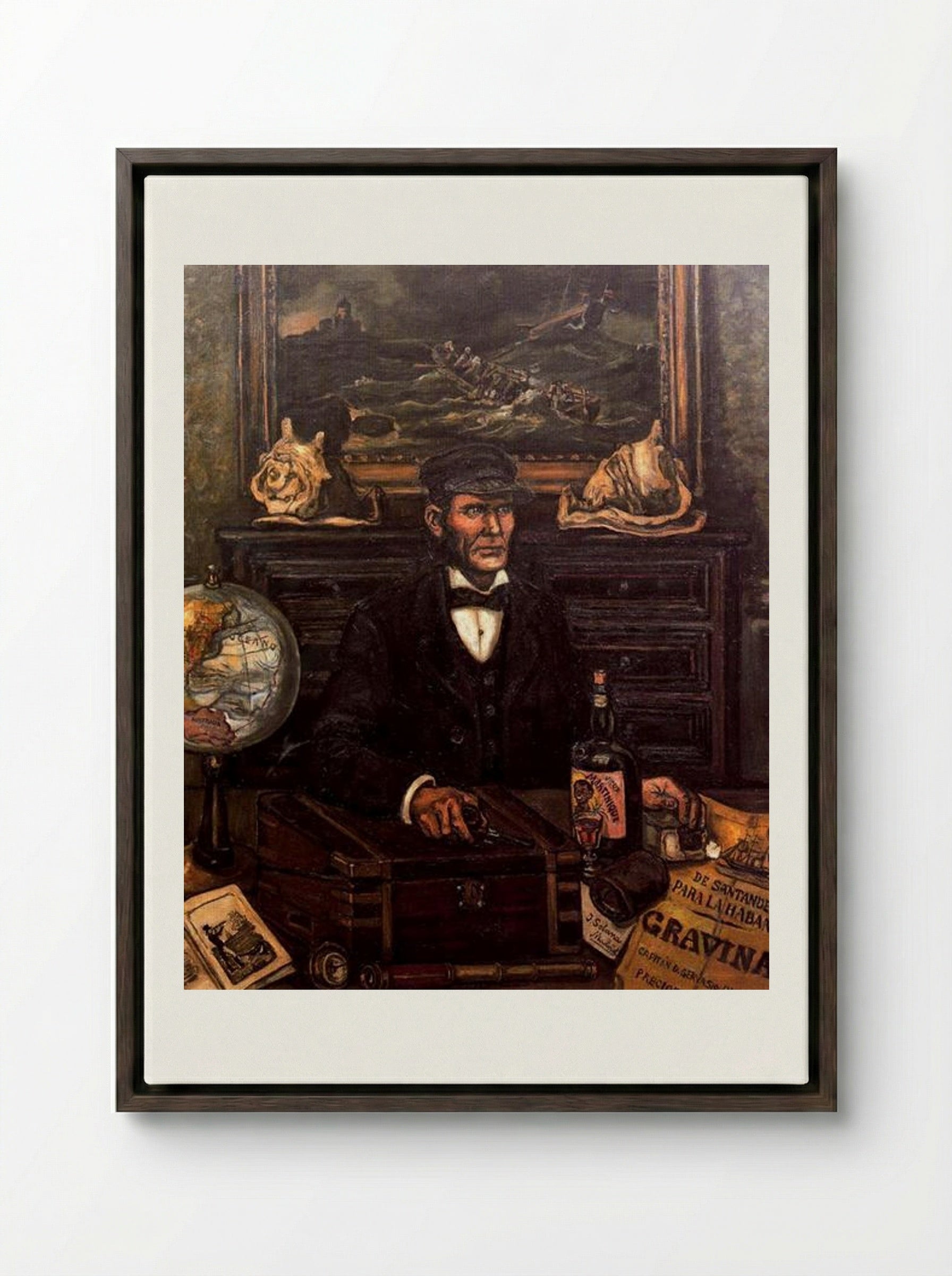 The Merchant Captain - José Gutiérrez Solana - Framed Canvas Dark Wood