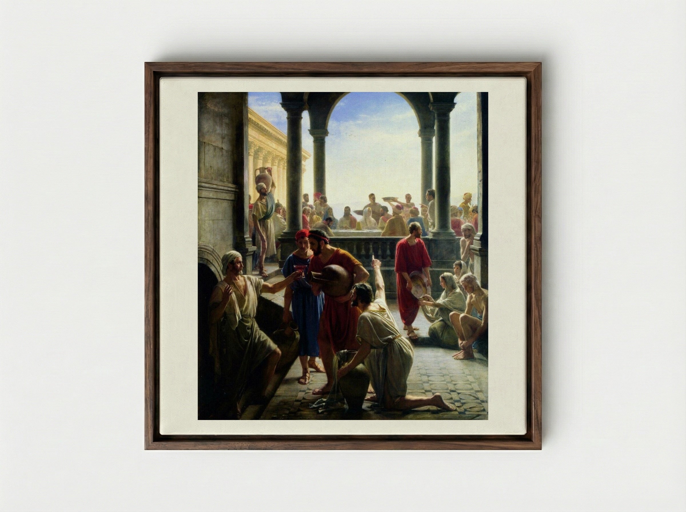 The Wedding at Cana - Carl Bloch - Framed Canvas Dark Wood