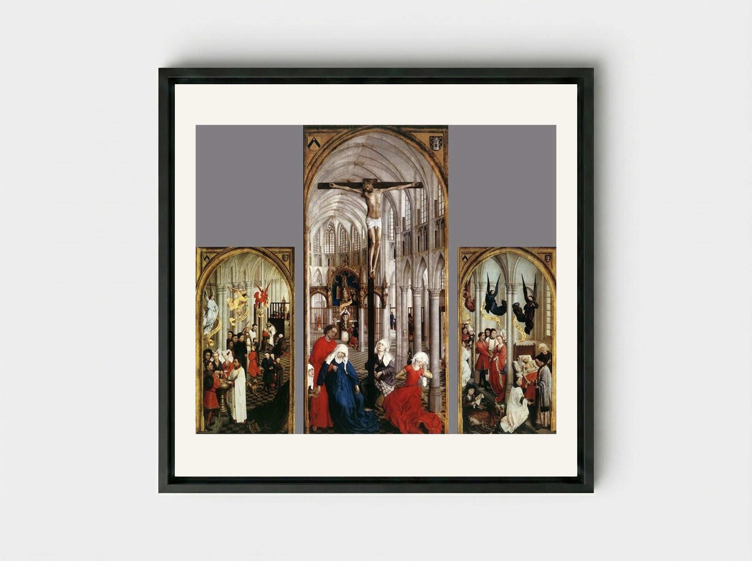 Seven Sacraments Altarpiece - Rogier van der Weyden - Framed Canvas Black