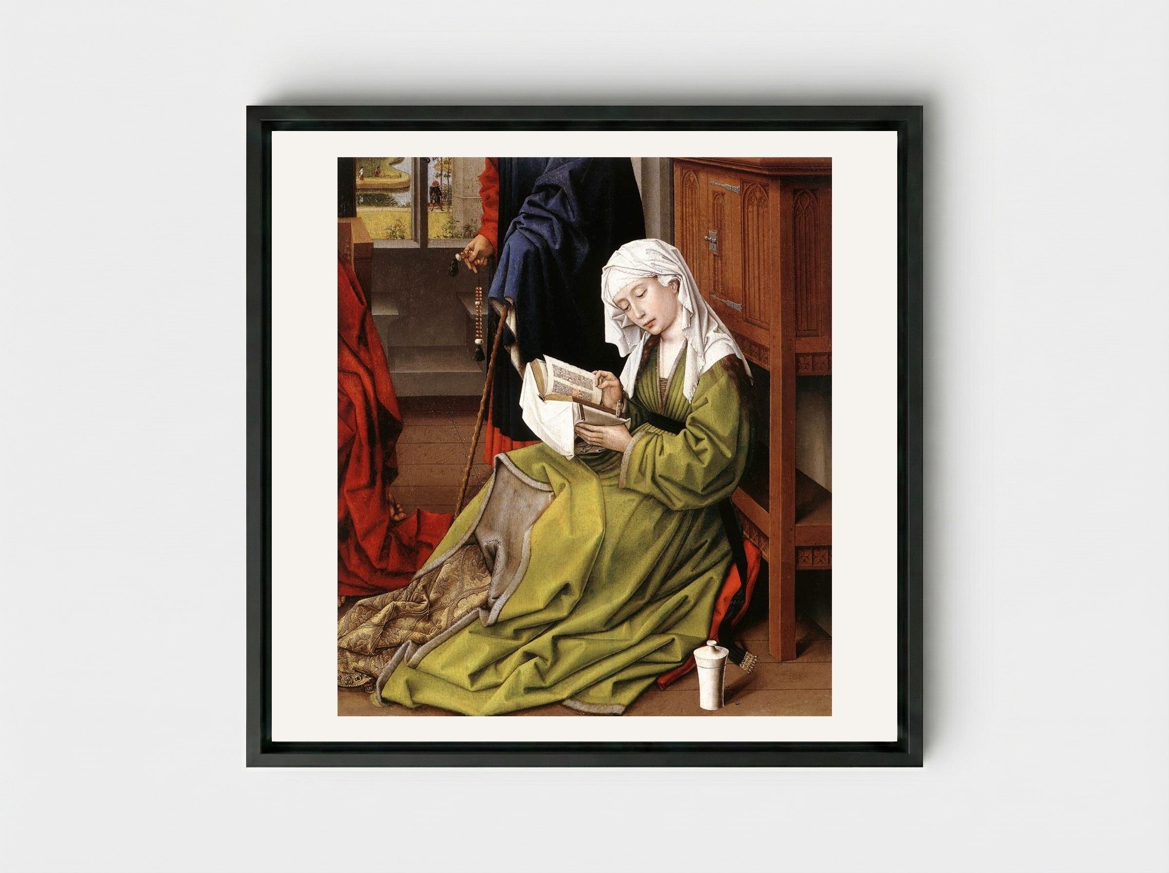 The Magdalene Reading - Rogier van der Weyden - Framed Canvas Black