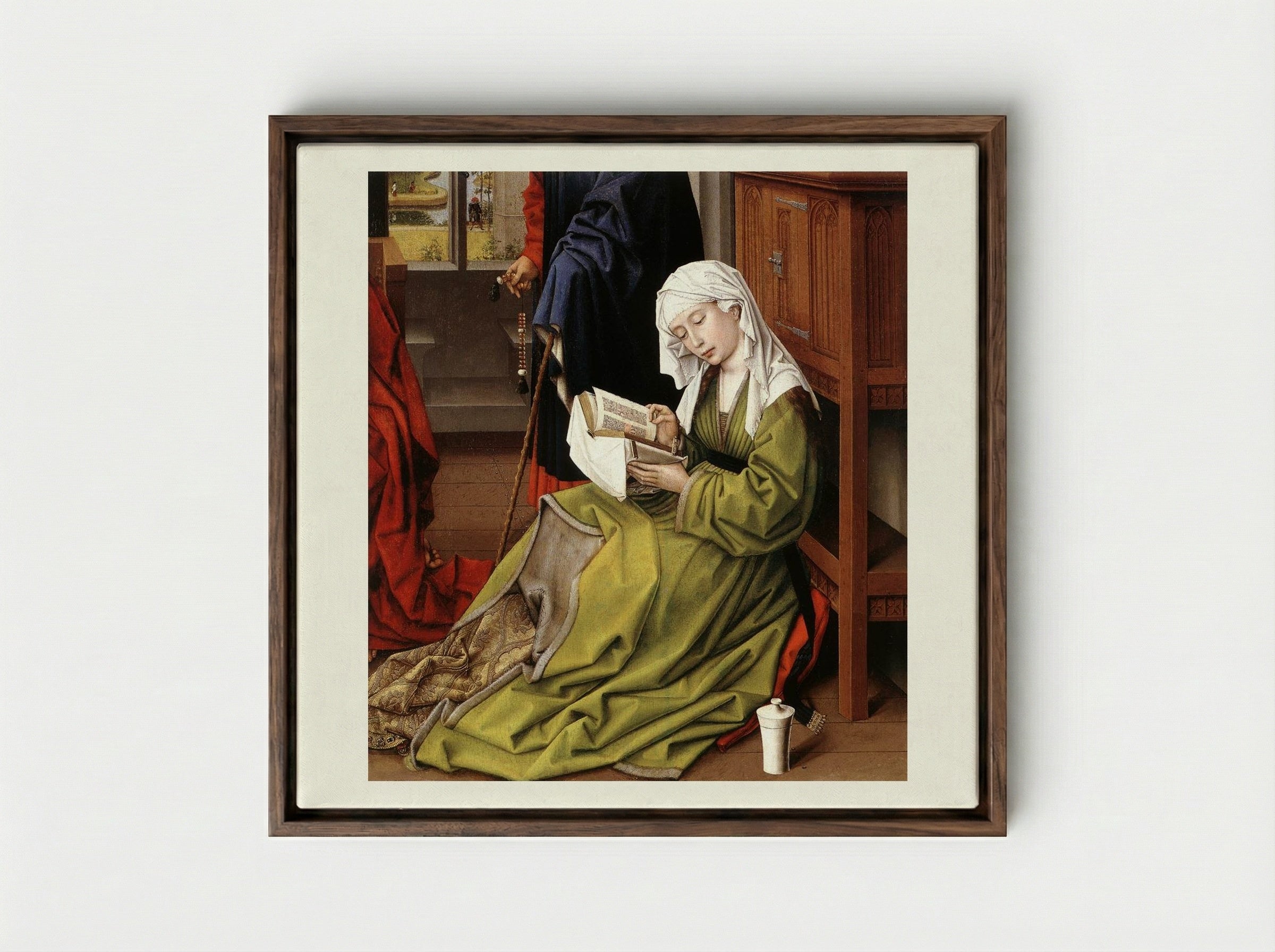The Magdalene Reading - Rogier van der Weyden - Framed Canvas Dark Wood
