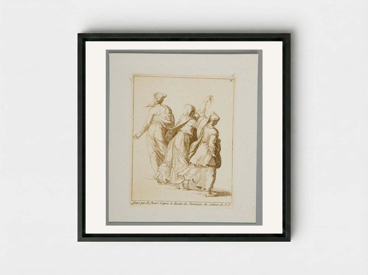 Three Holy Women - Bernard Picart - Framed Canvas Black