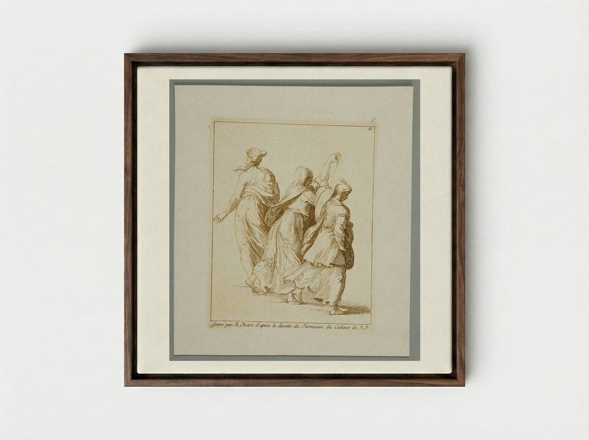 Three Holy Women - Bernard Picart - Framed Canvas Dark Wood