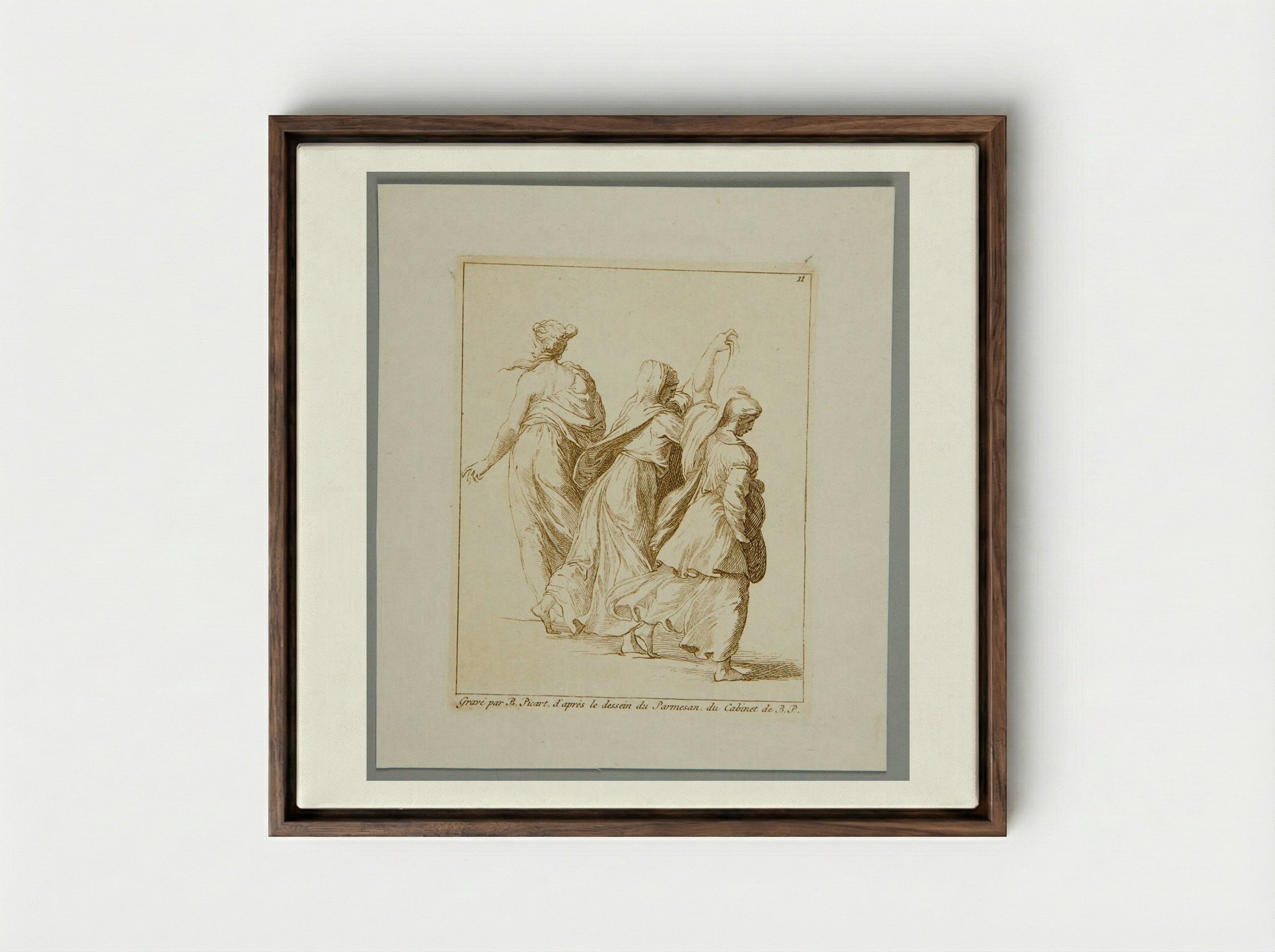 Three Holy Women - Bernard Picart - Framed Canvas Dark Wood