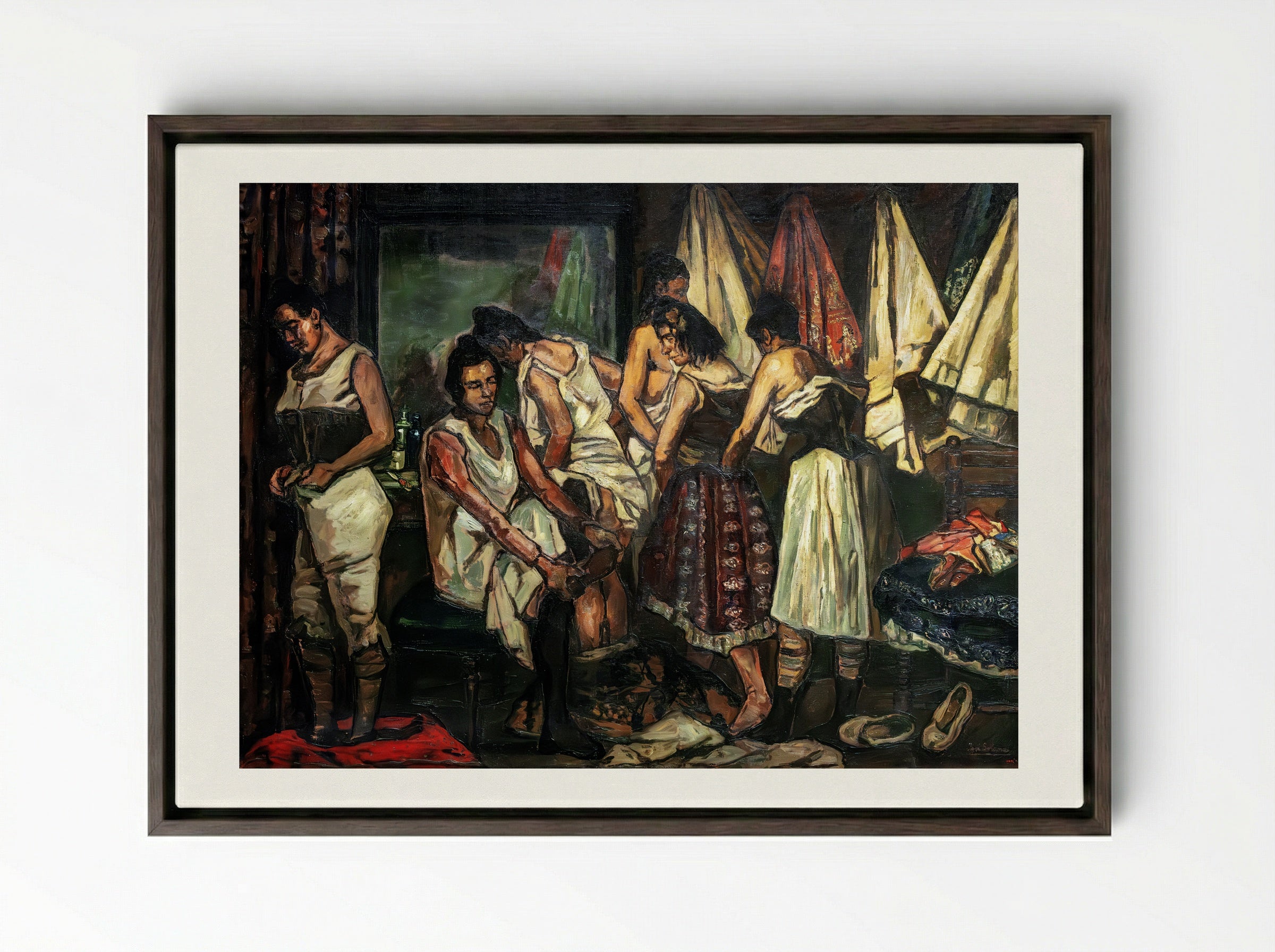 Dressing Room - José Gutiérrez Solana - Framed Canvas Dark Wood
