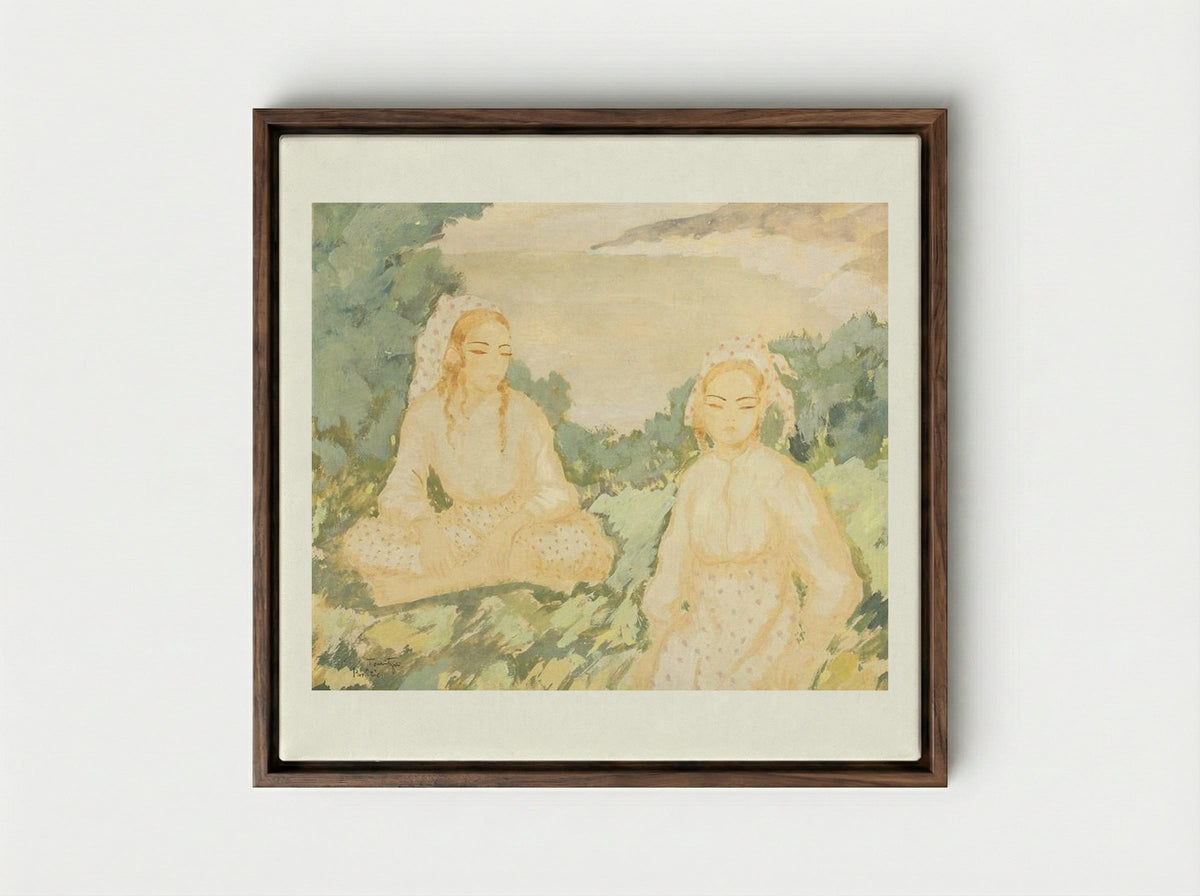 Turk Women in Balcic - Nicolae Tonitza - Framed Canvas Dark Wood