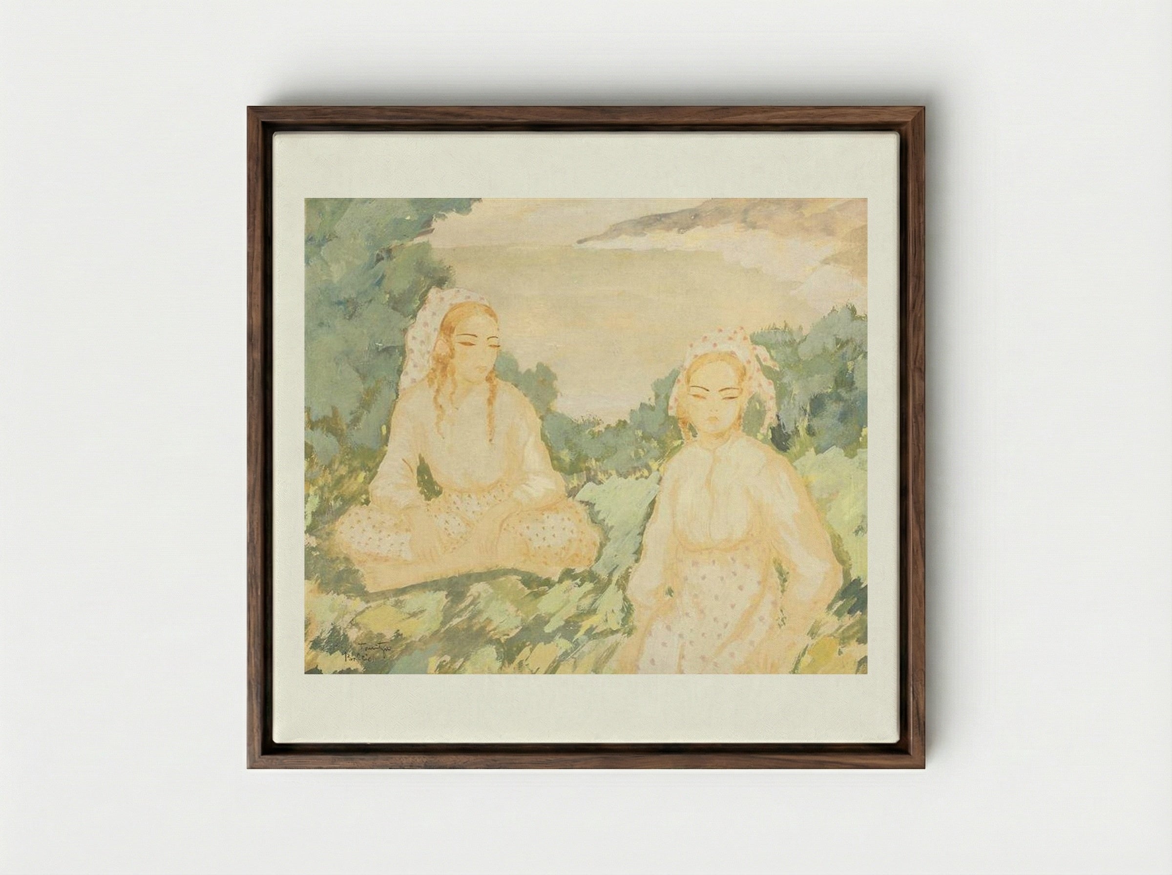 Turk Women in Balcic - Nicolae Tonitza - Framed Canvas Dark Wood