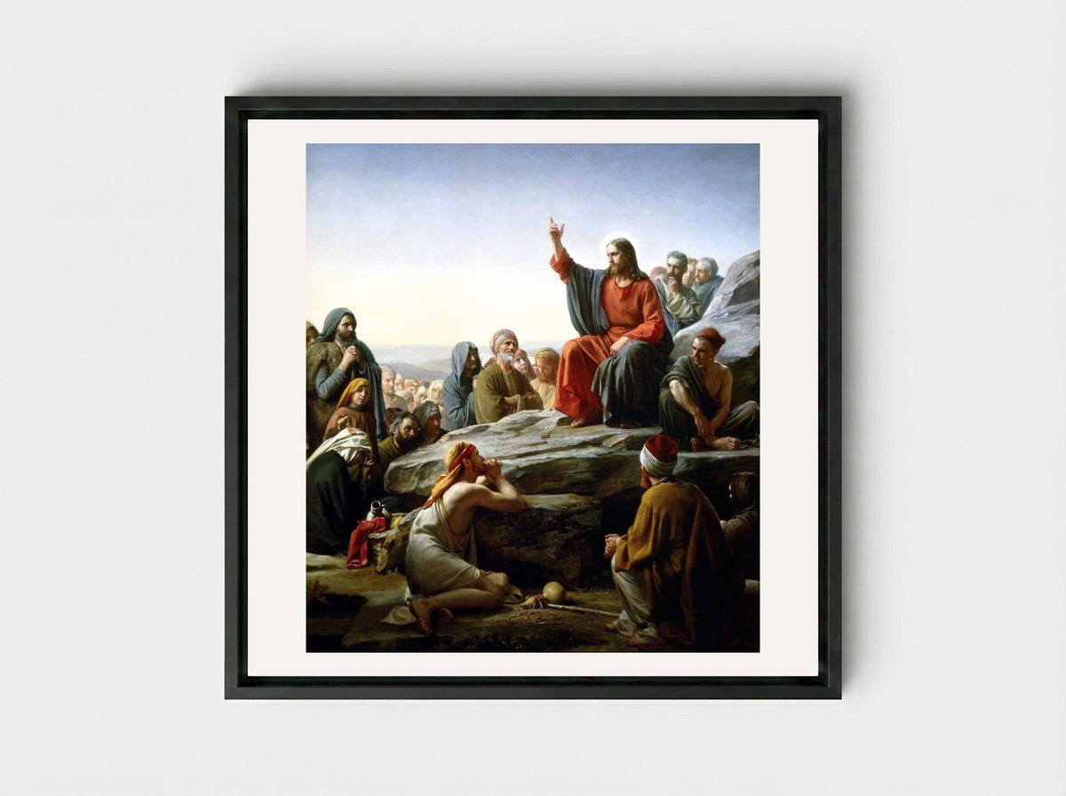 The Sermon on the Mount - Carl Bloch - Framed Canvas Black