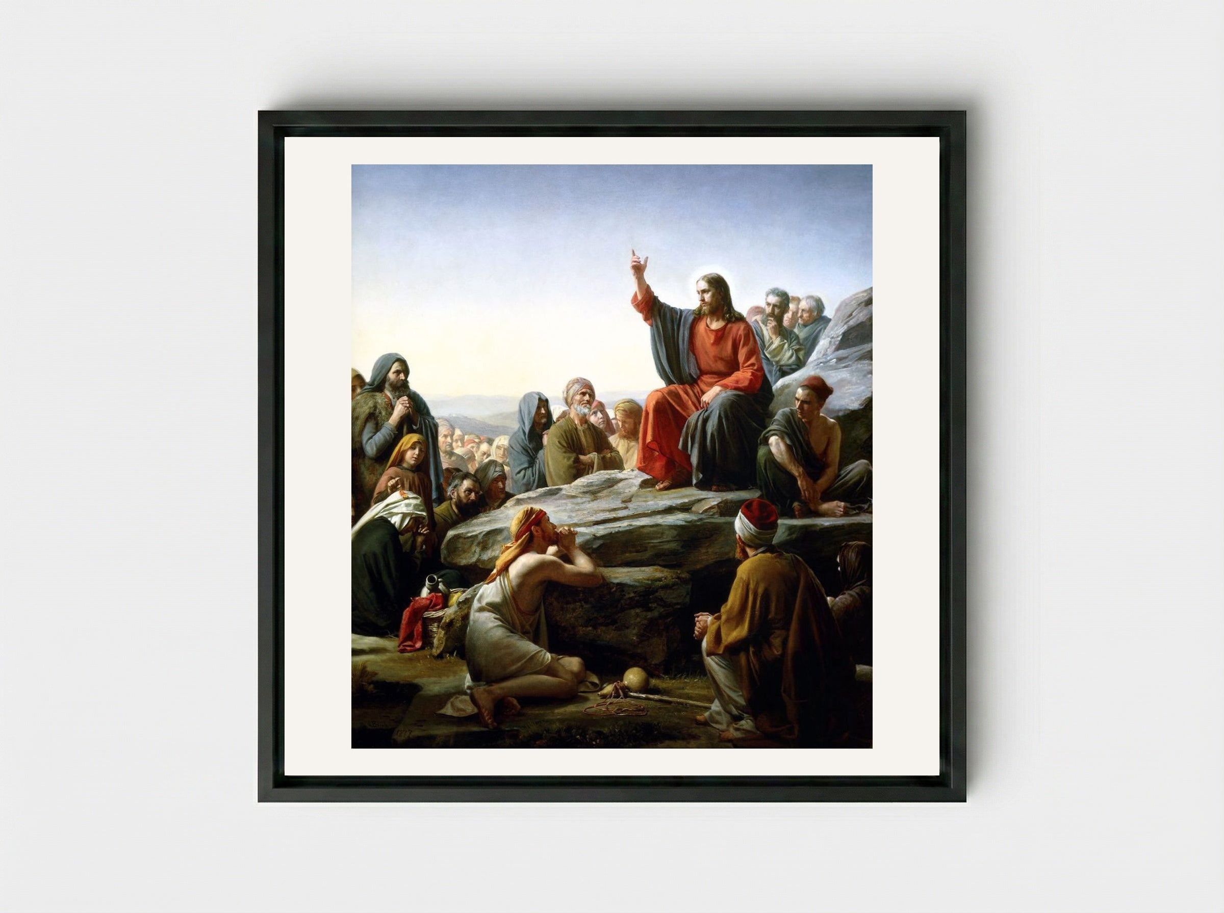 The Sermon on the Mount - Carl Bloch - Framed Canvas Black