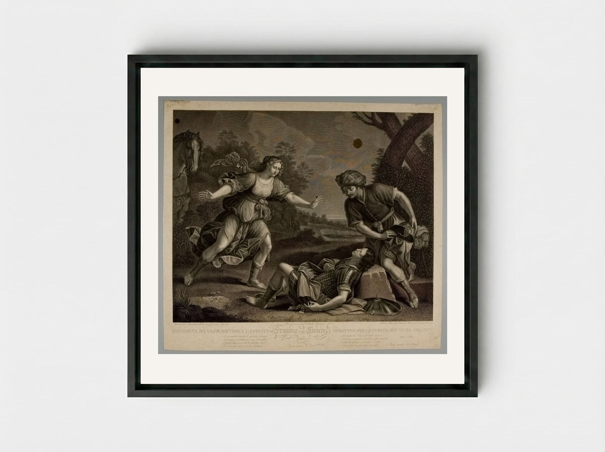 Tancred and Erminia - Pietro Bonato - Framed Canvas Black