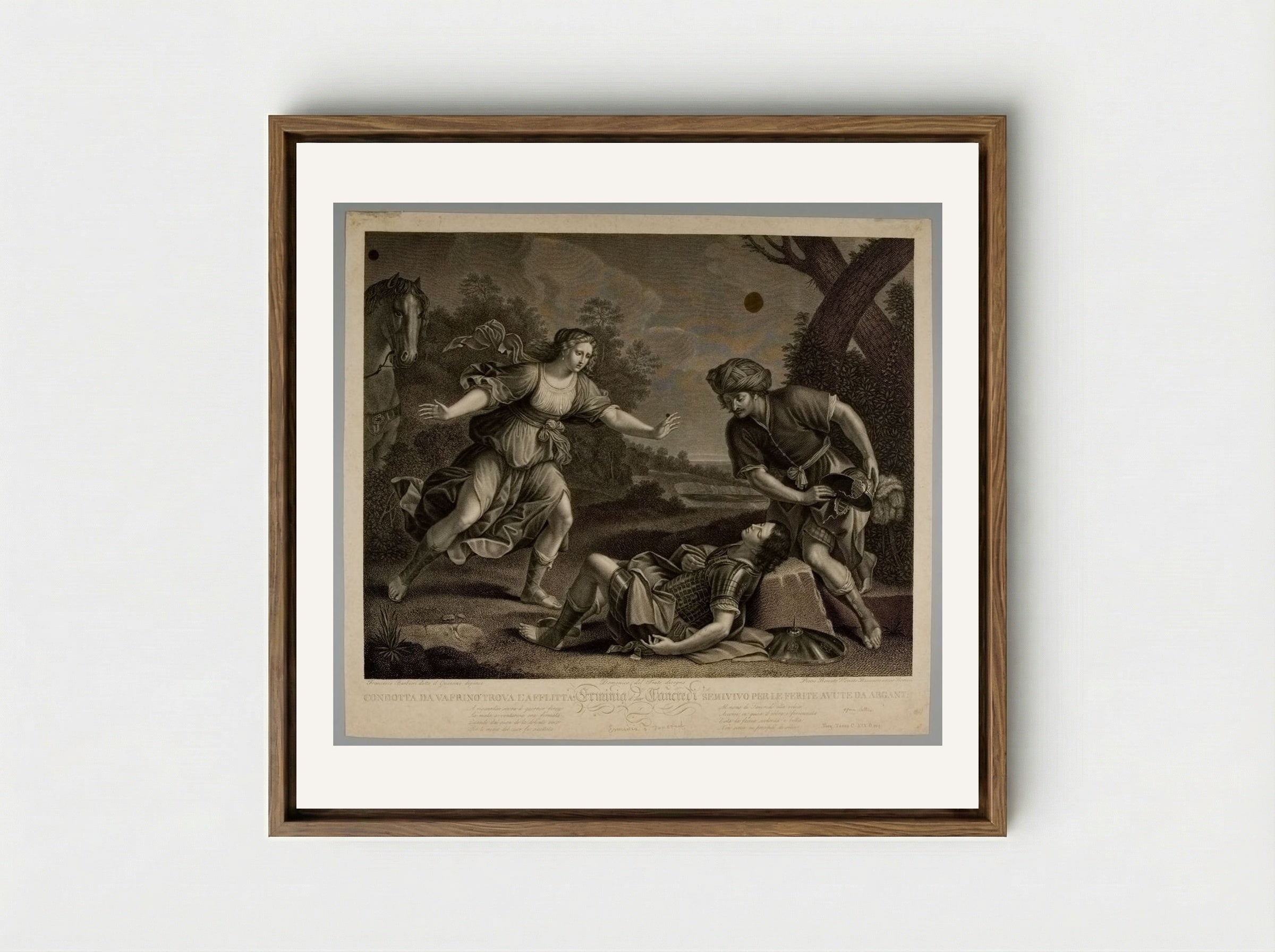Tancred and Erminia - Pietro Bonato - Framed Canvas Wood