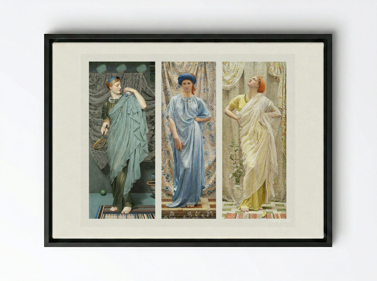 Battledore - Albert Joseph Moore - Framed Canvas Black