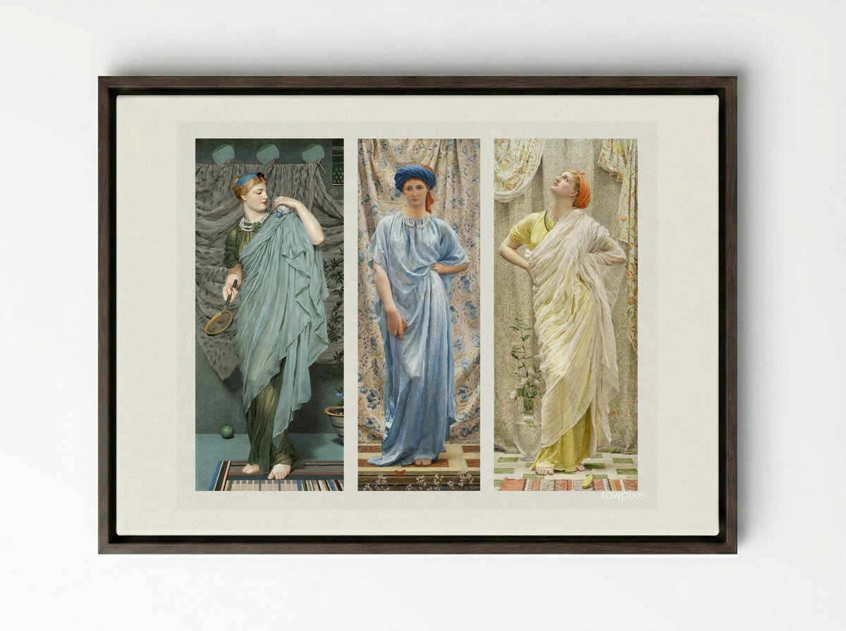 Battledore - Albert Joseph Moore - Framed Canvas Dark Wood