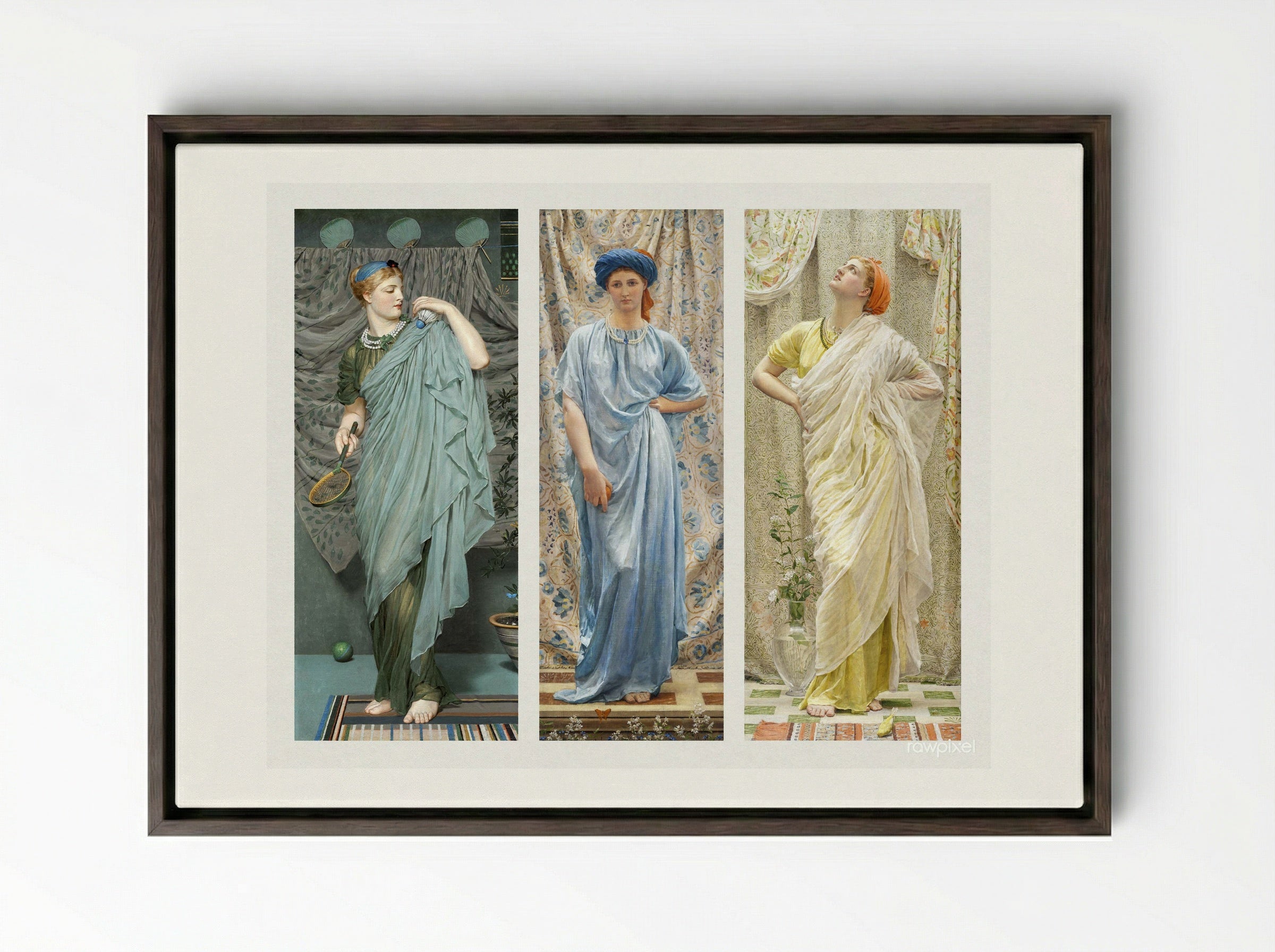 Battledore - Albert Joseph Moore - Framed Canvas Dark Wood