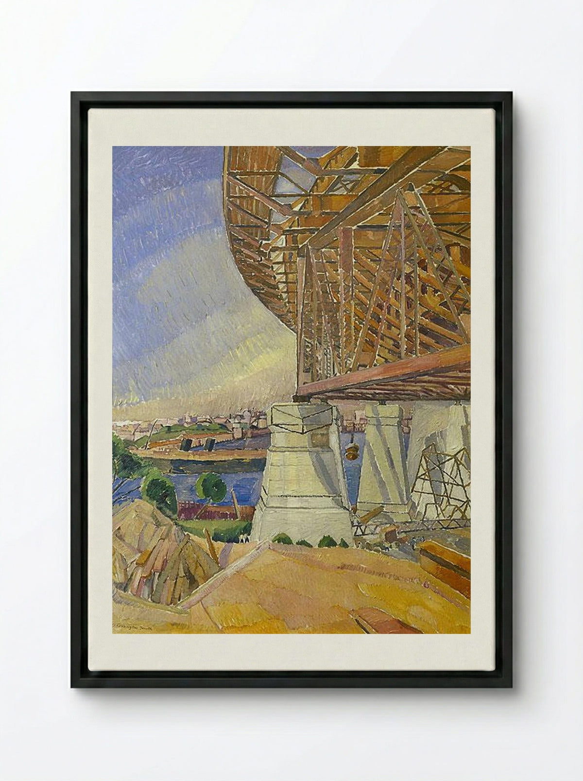 The Curve of the Bridge - Grace Cossington Smith - Framed Canvas Black
