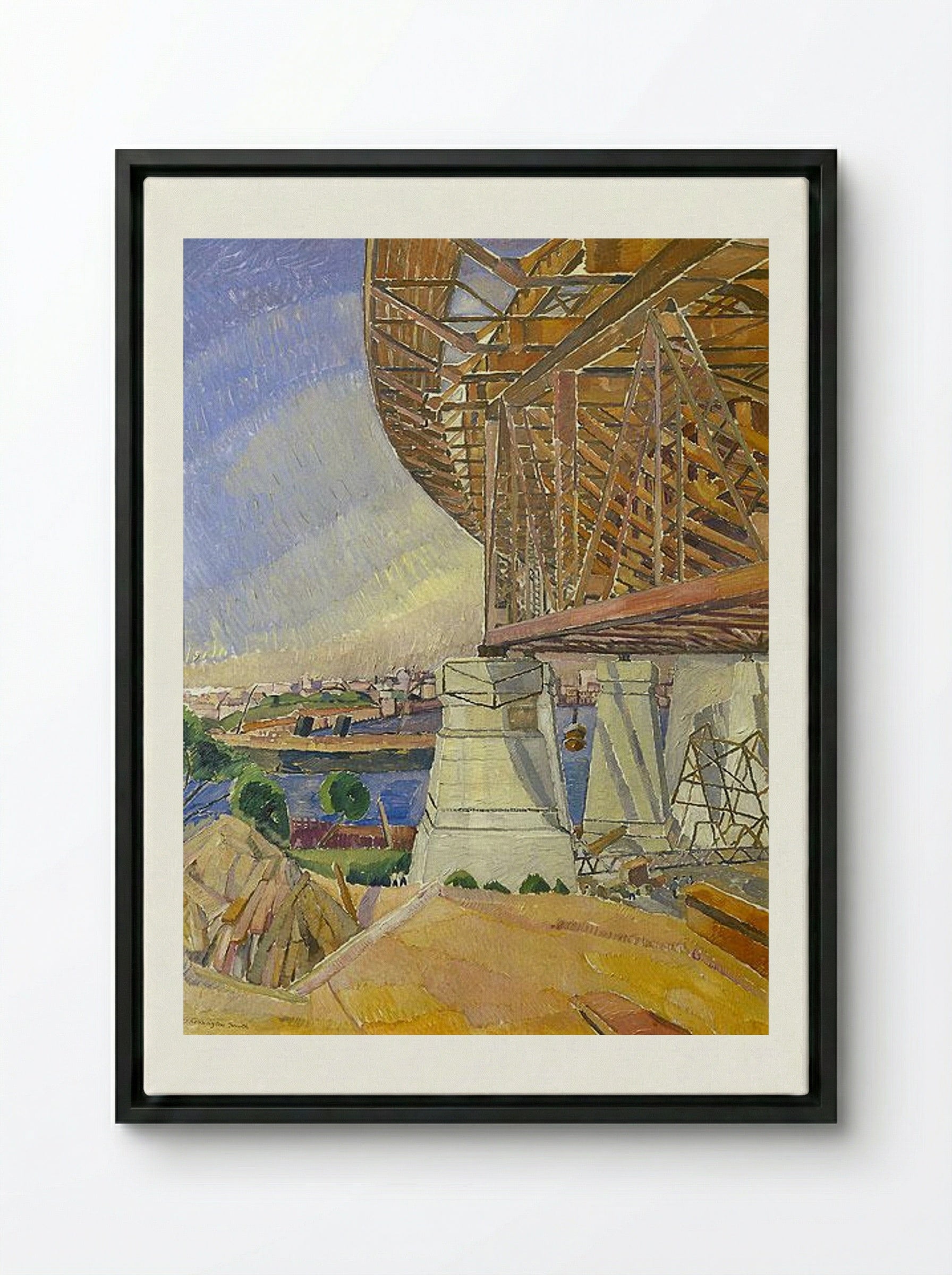 The Curve of the Bridge - Grace Cossington Smith - Framed Canvas Black