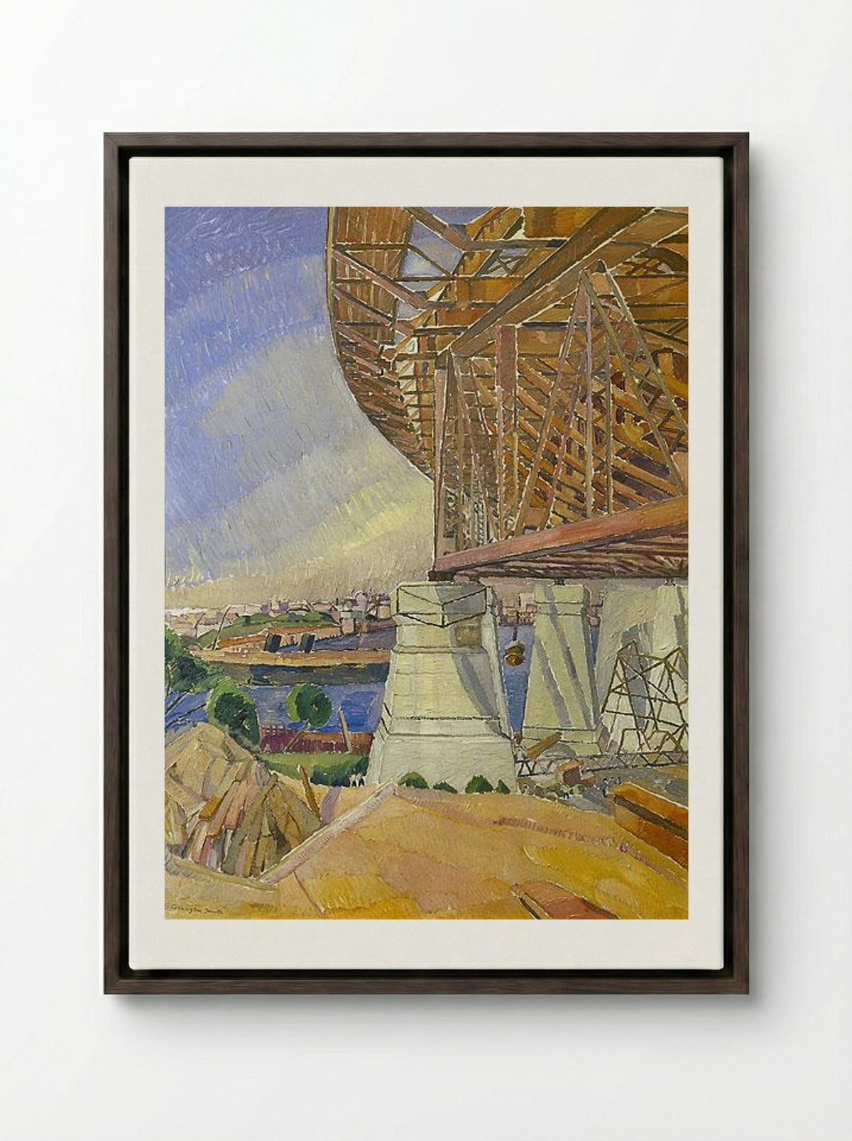 The Curve of the Bridge - Grace Cossington Smith - Framed Canvas Dark Wood