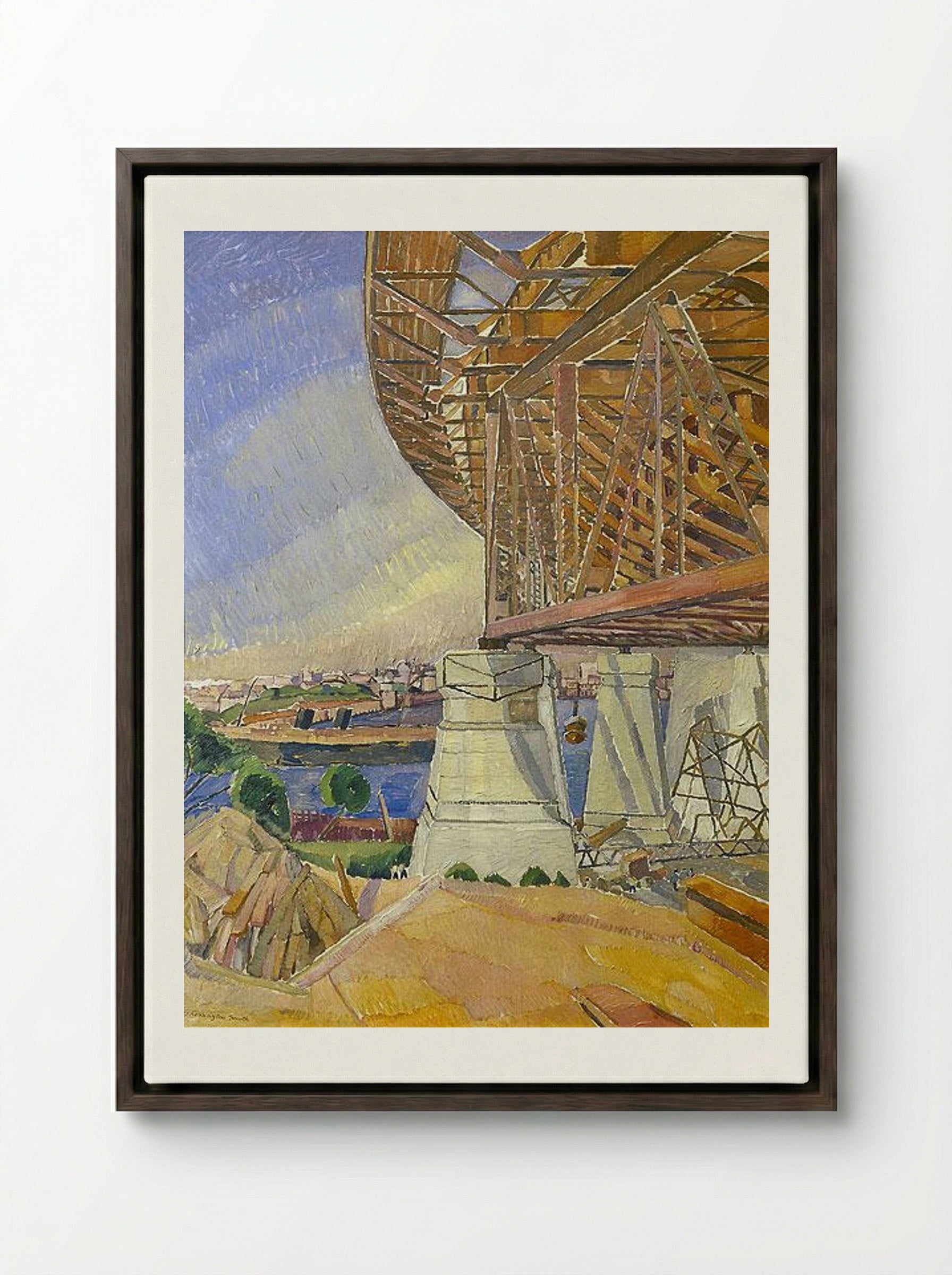 The Curve of the Bridge - Grace Cossington Smith - Framed Canvas Dark Wood