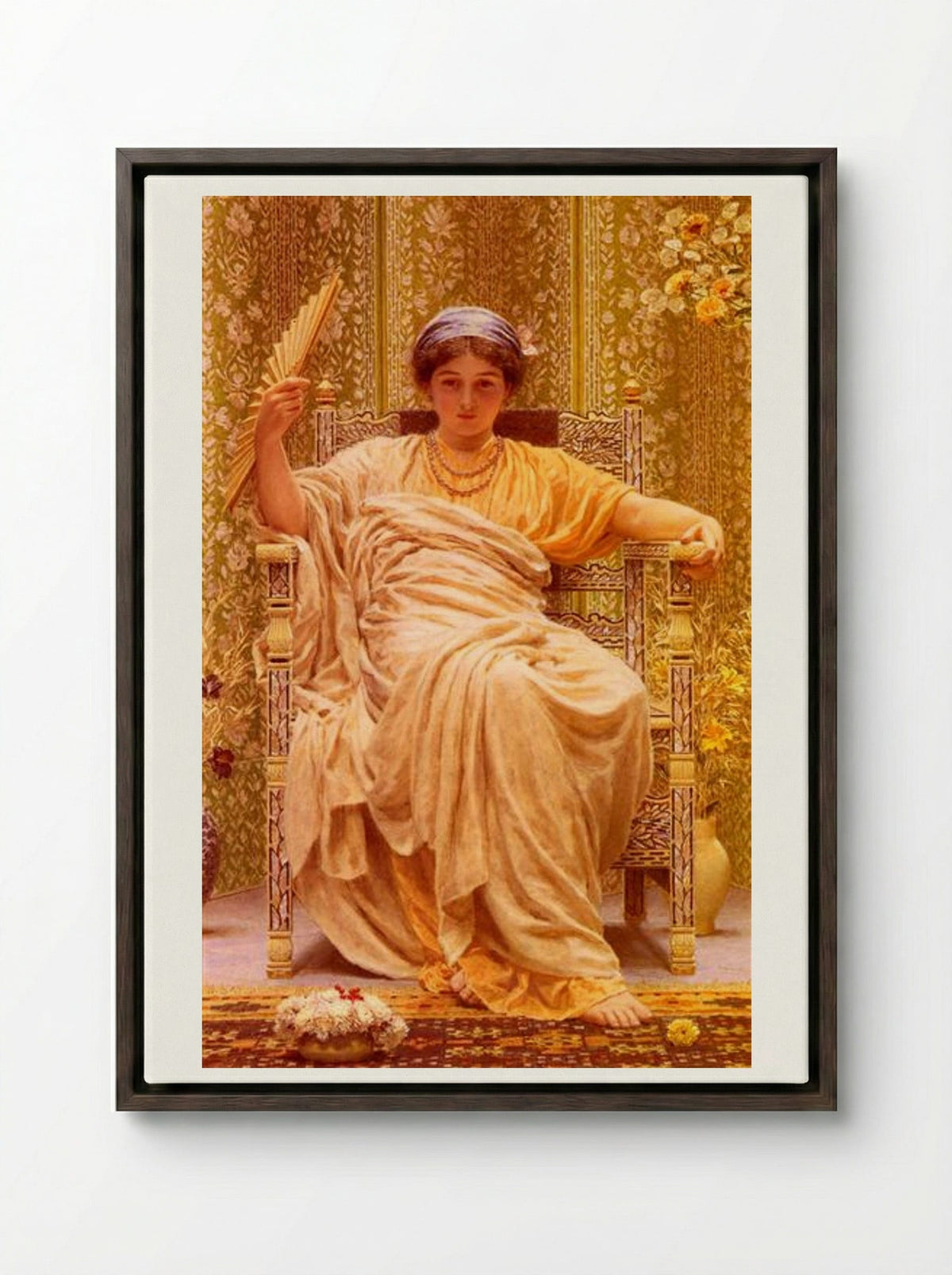 A Reverie - Albert Joseph Moore - Framed Canvas Dark Wood