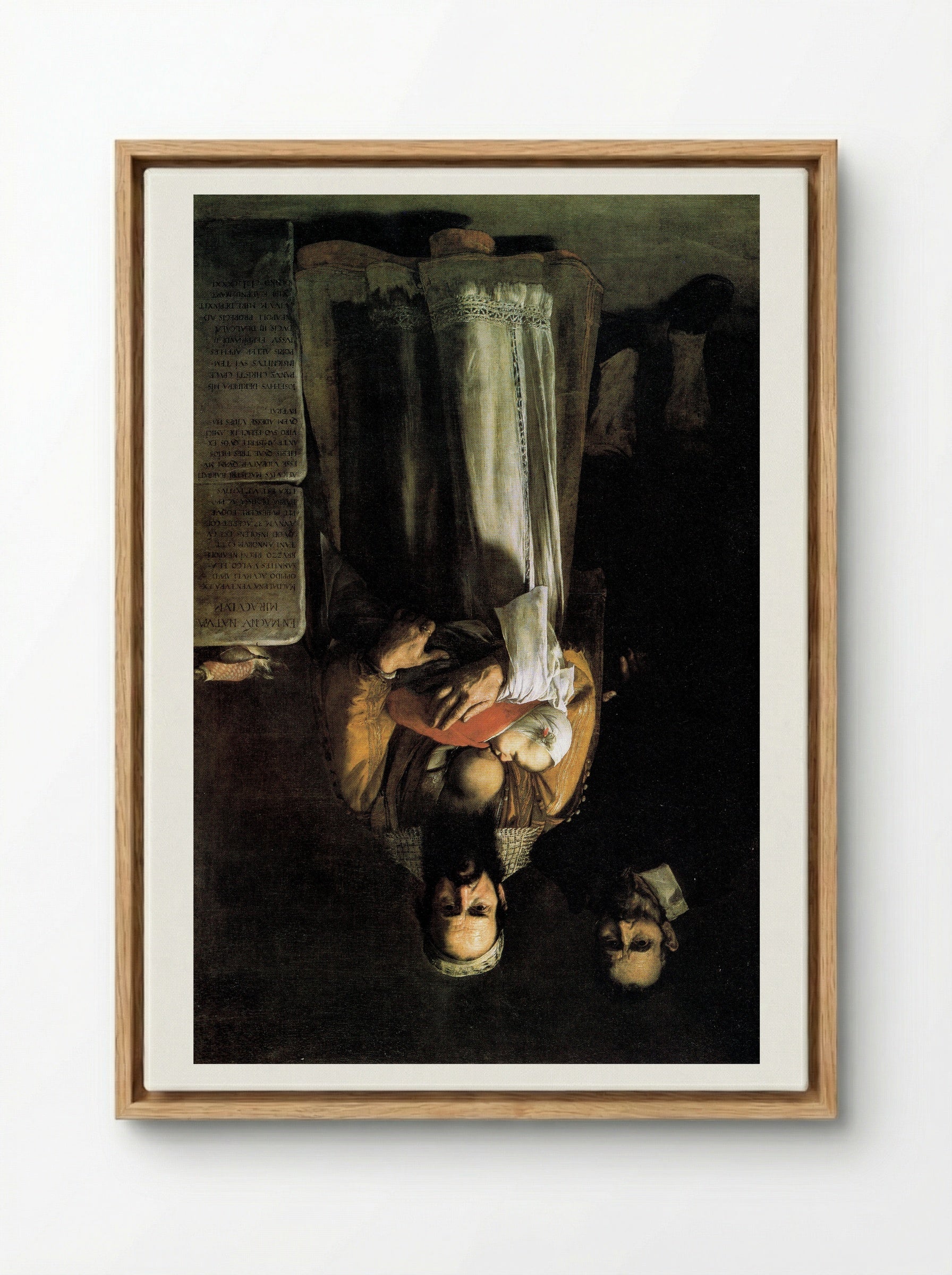 Magdalena Ventura with Her Husband and Son - Jusepe de Ribera - Framed Canvas Wood