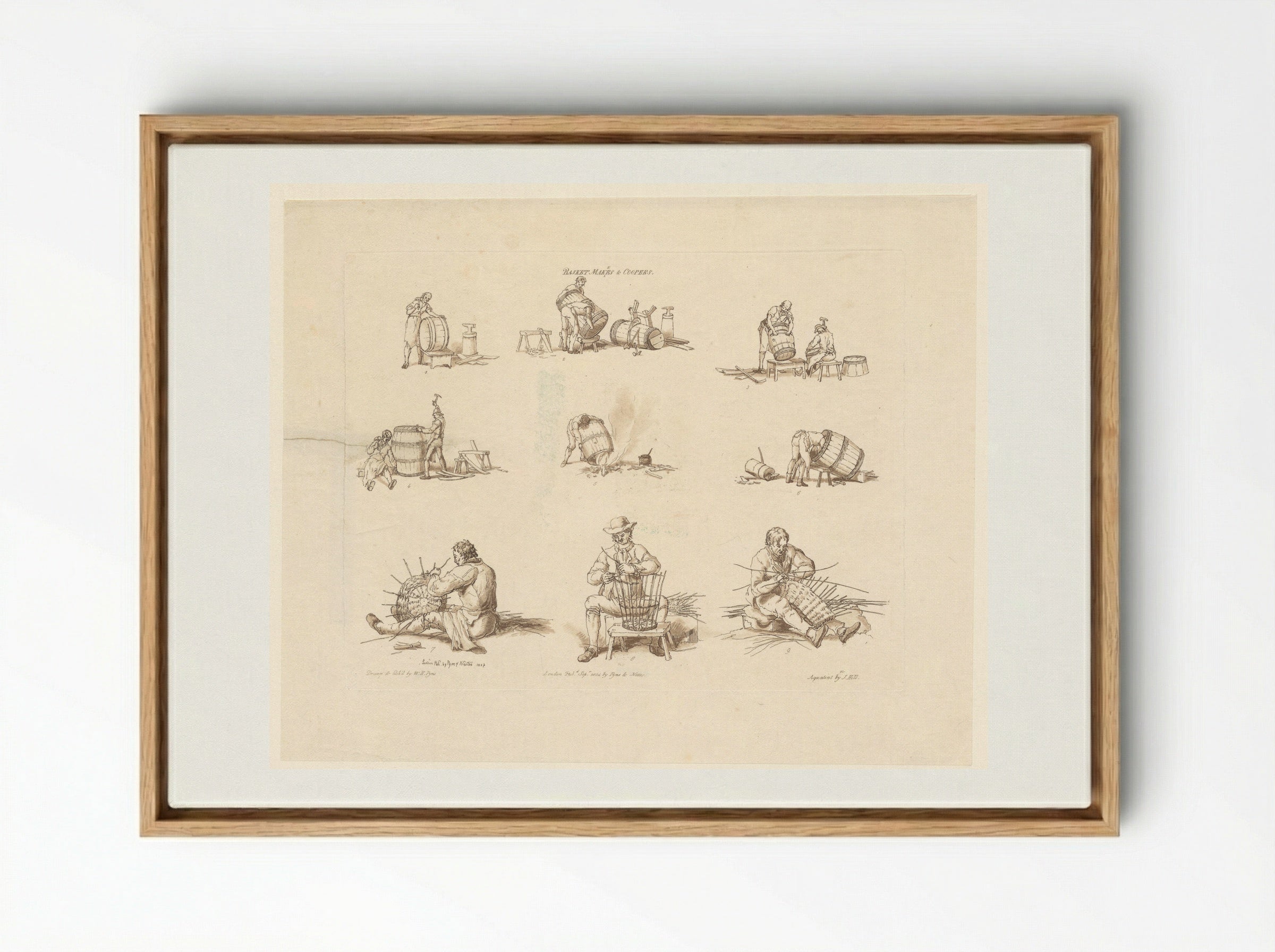 Basket Makers and Coopers - John Hill - Framed Canvas Wood