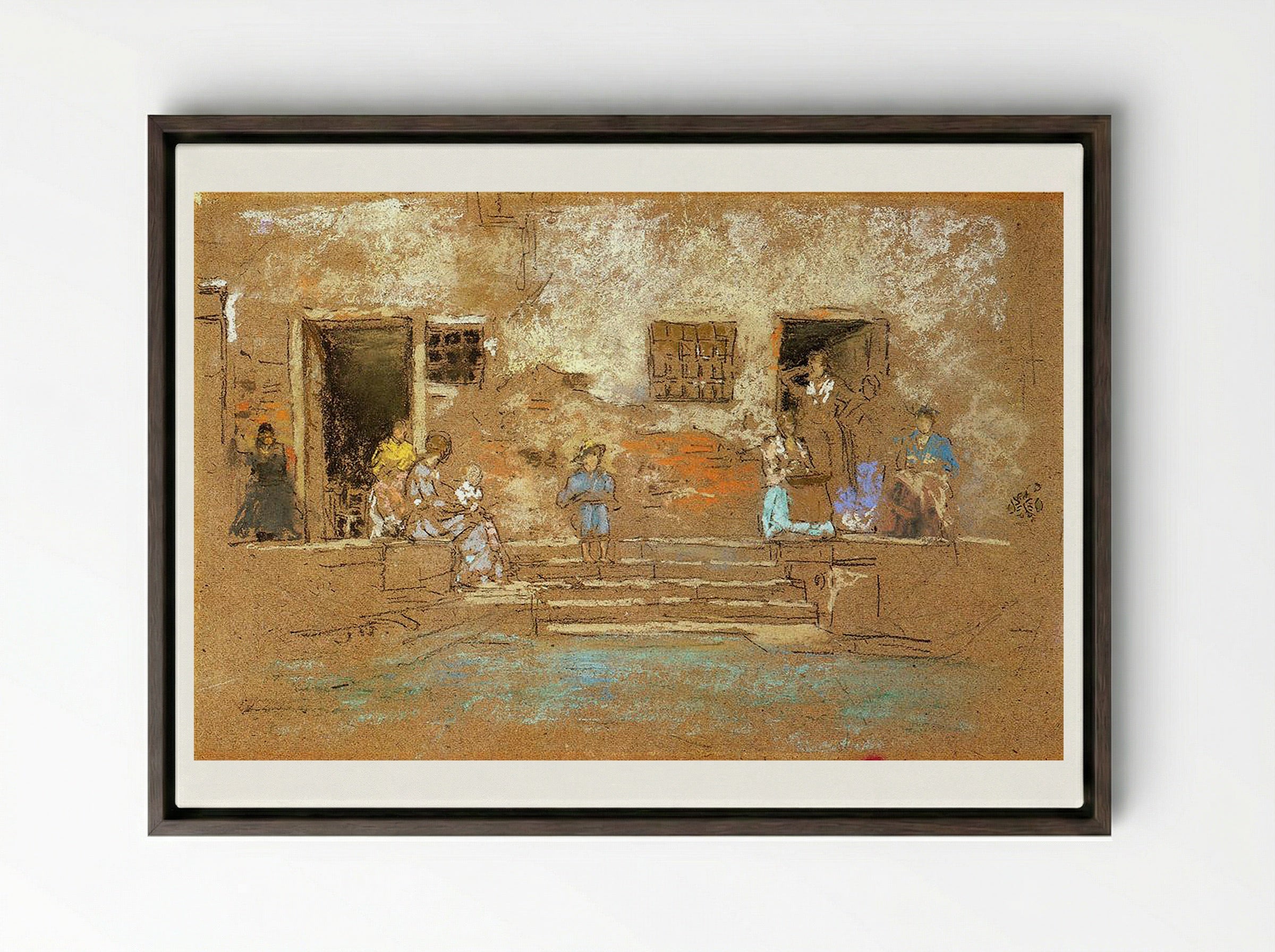 The Steps - Edgar Degas - Framed Canvas Dark Wood
