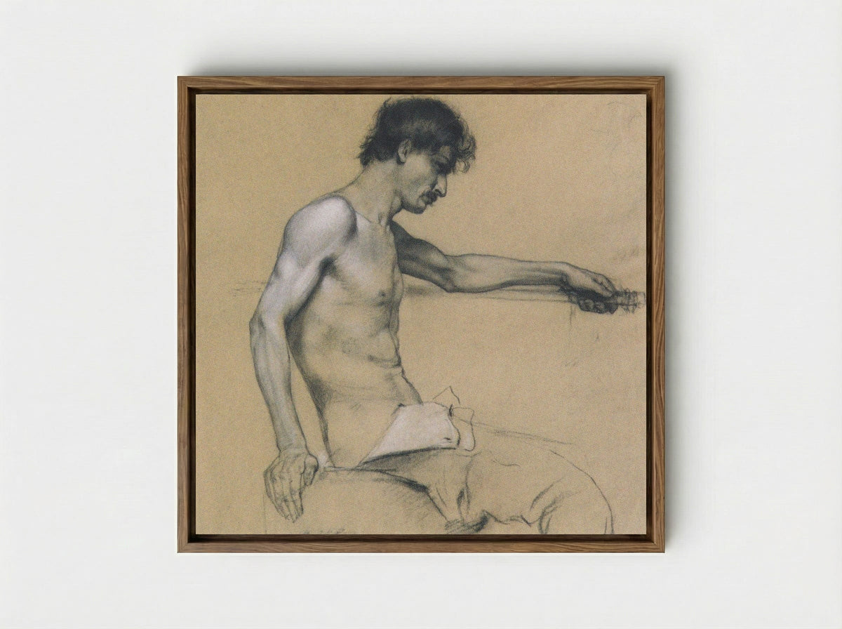 Male Nude Study - Koloman Moser - Framed Canvas Wood