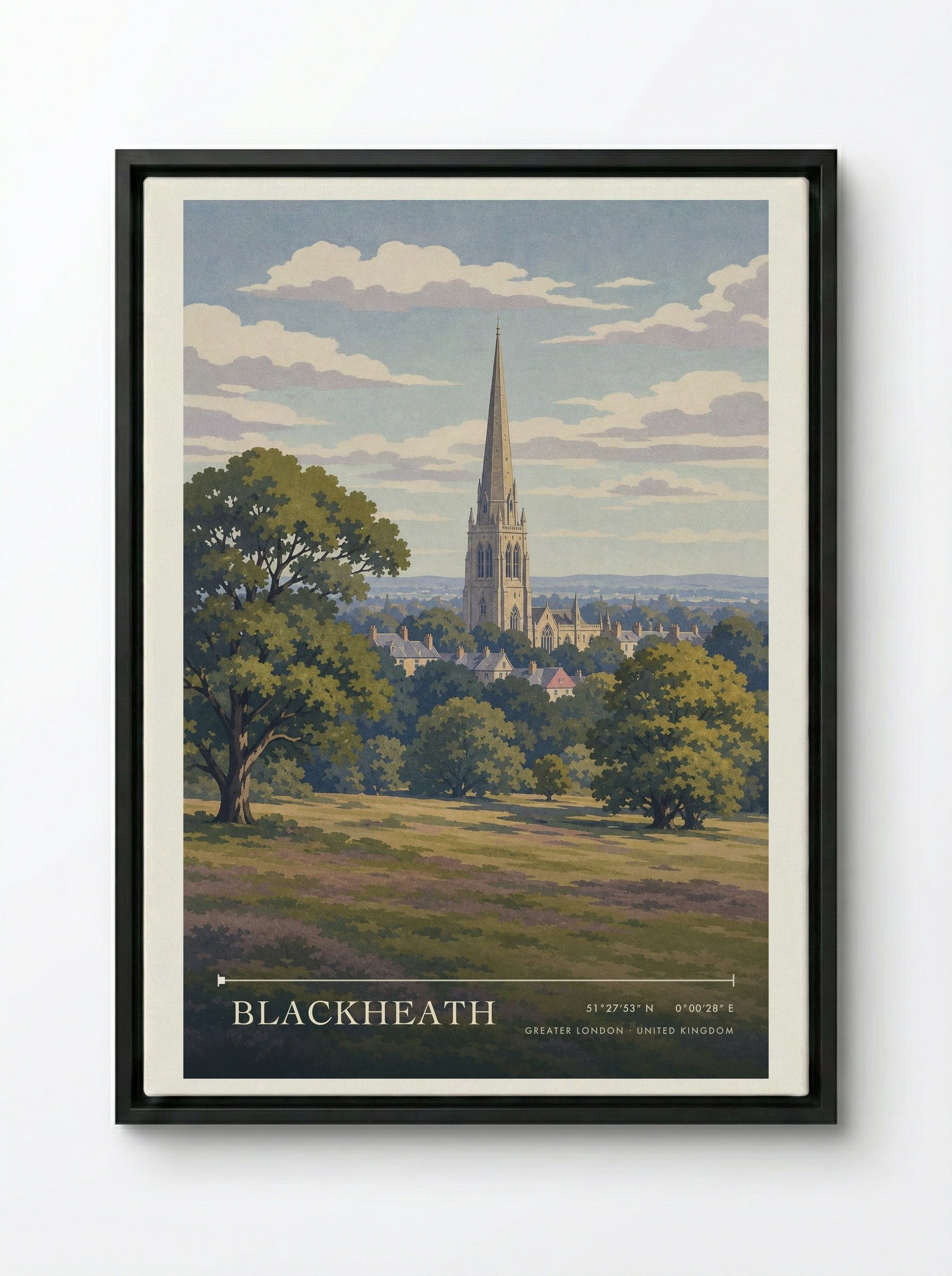 Blackheath Greater London United Kingdom Travel Poster - Framed Canvas Black