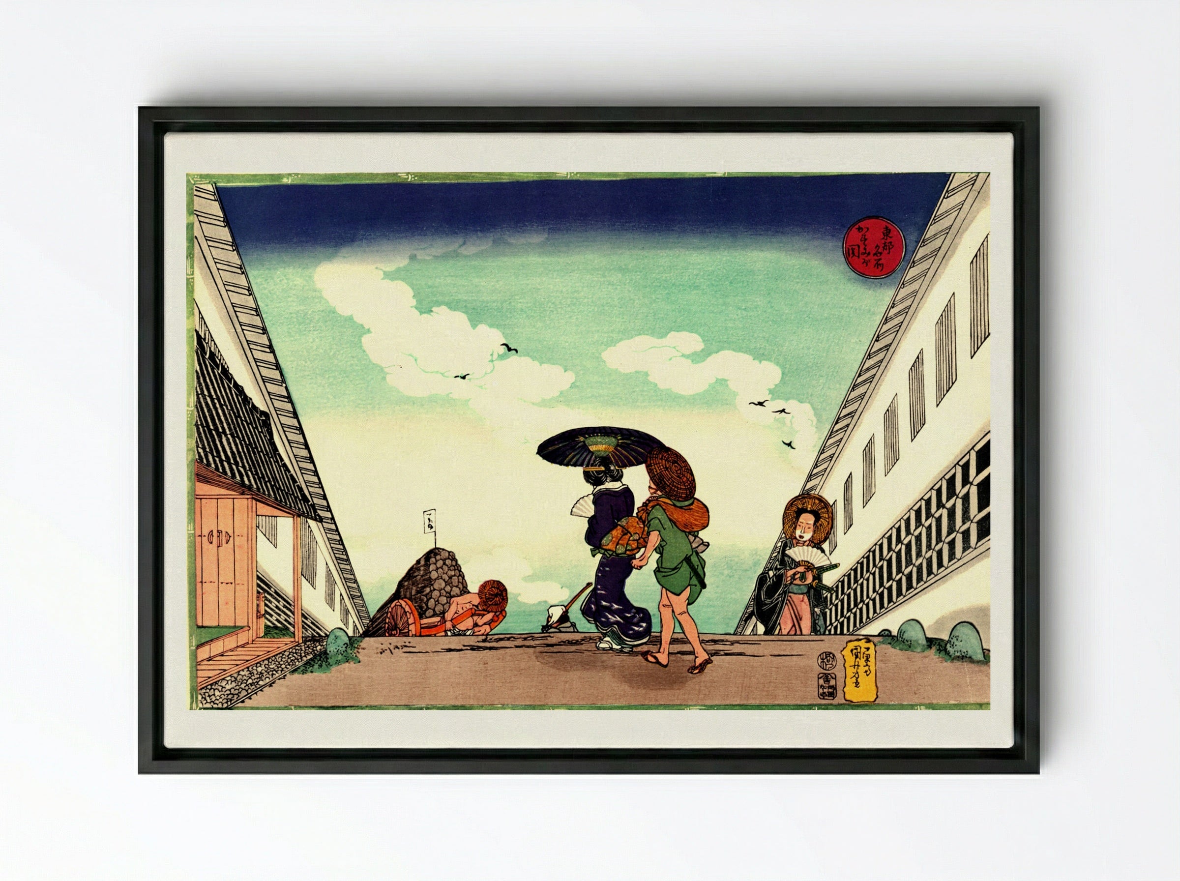 High Noon at Kasumigaseki - Utagawa Kuniyoshi - Framed Canvas Black