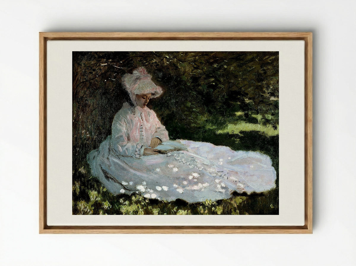 A Woman Reading - Berthe Morisot - Framed Canvas Wood