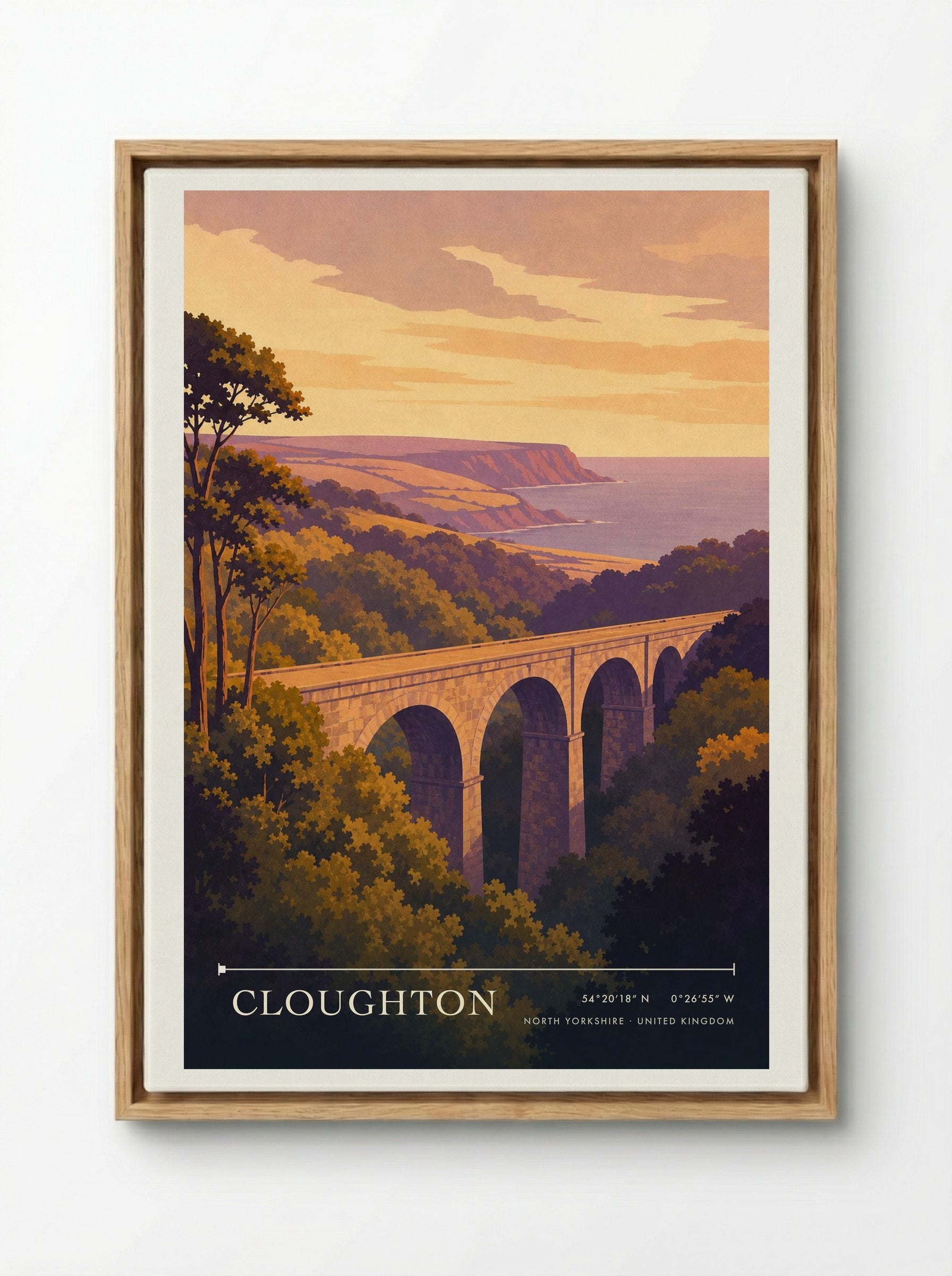 Cloughton North Yorkshire United Kingdom Travel Poster - Framed Canvas Wood