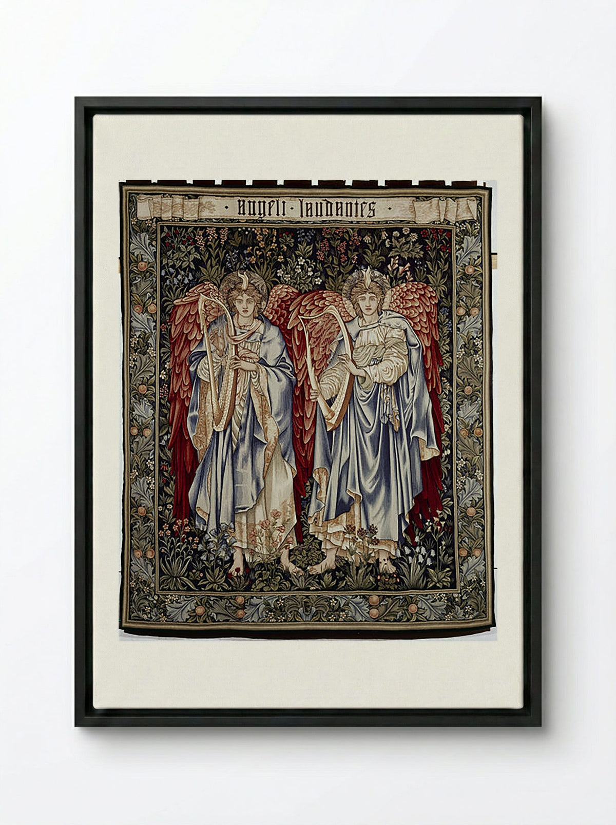 Angeli Laudantes - William Morris - Framed Canvas Black