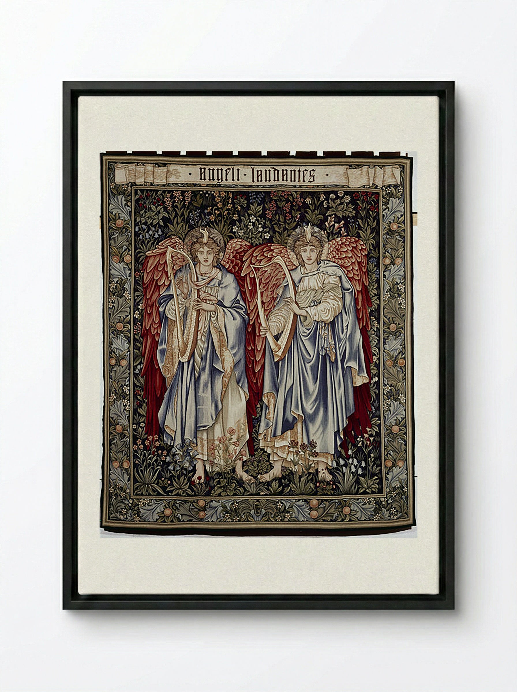 Angeli Laudantes - William Morris - Framed Canvas Black