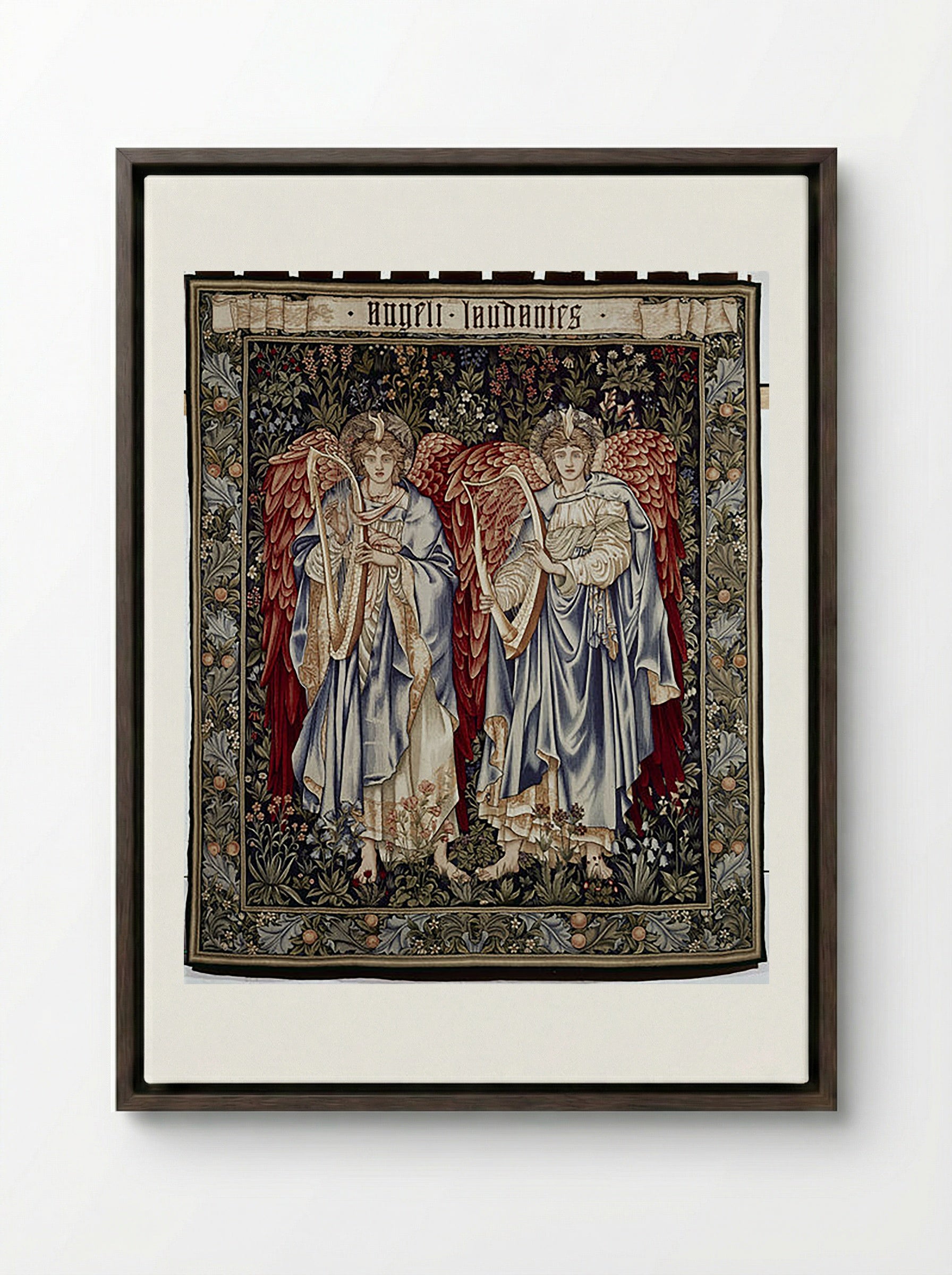 Angeli Laudantes - William Morris - Framed Canvas Dark Wood