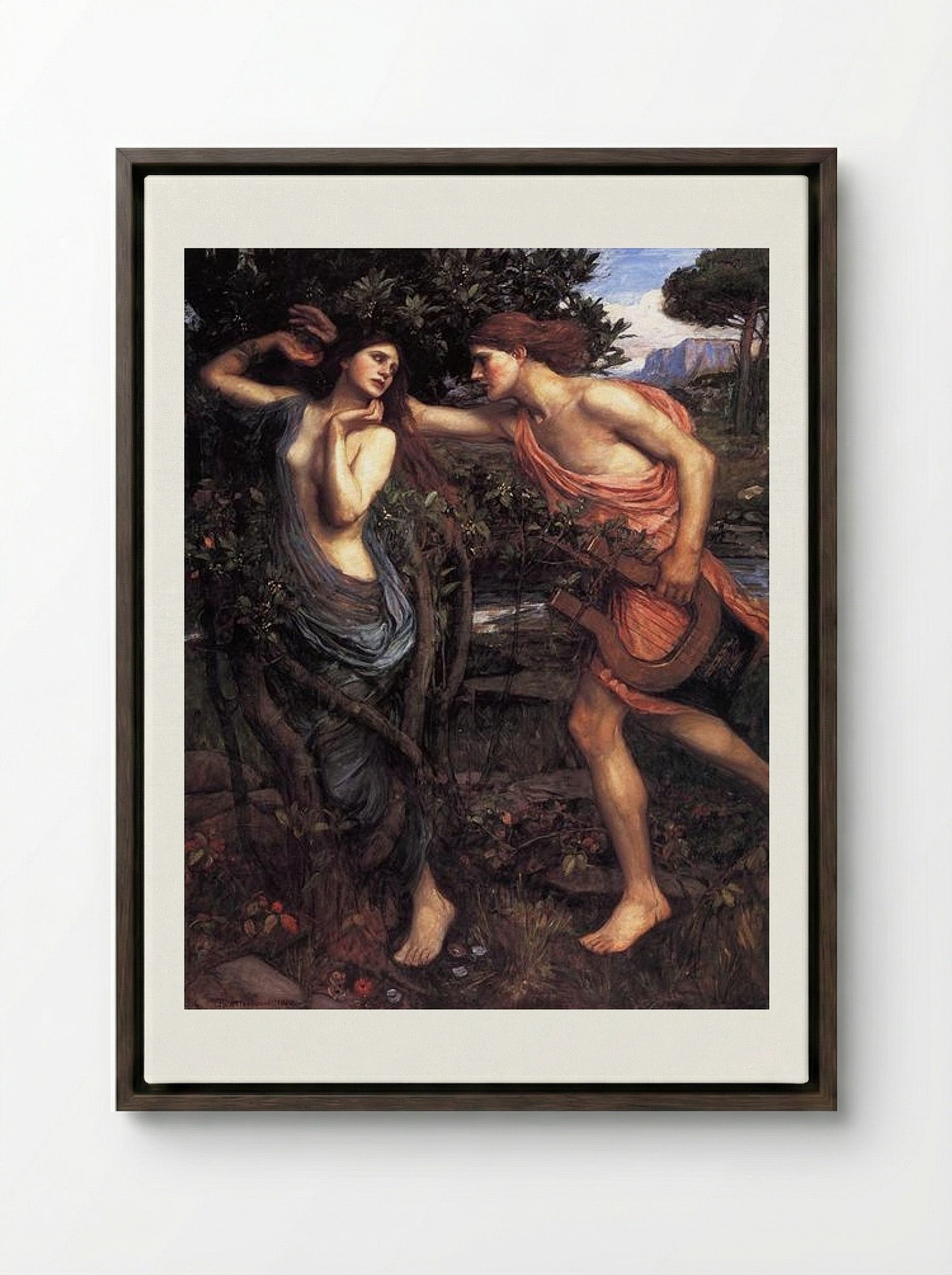 Apollo and Daphne - John William Waterhouse - Framed Canvas Dark Wood