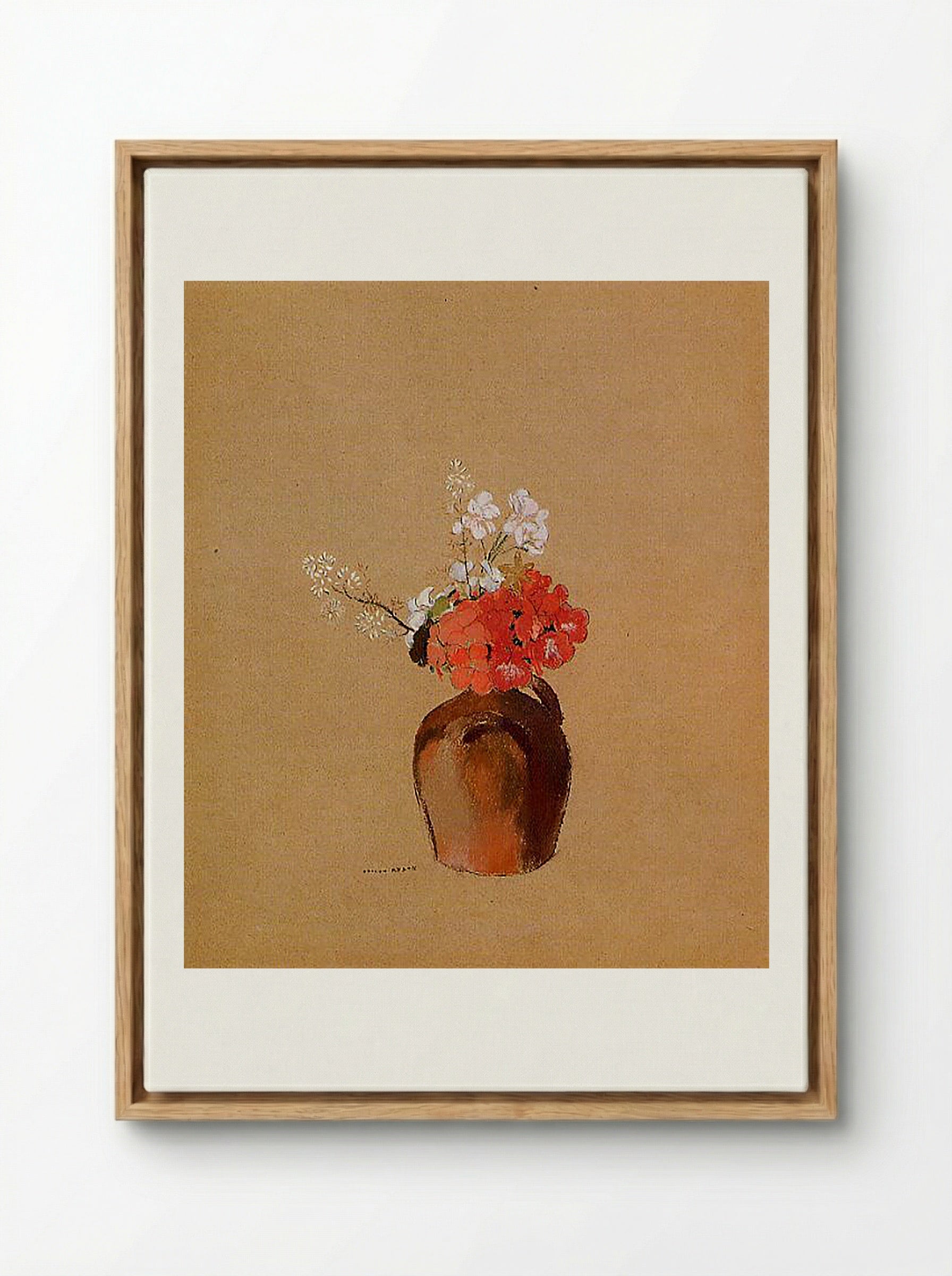 Flowers in a Pot - Odilon Redon - Framed Canvas Wood