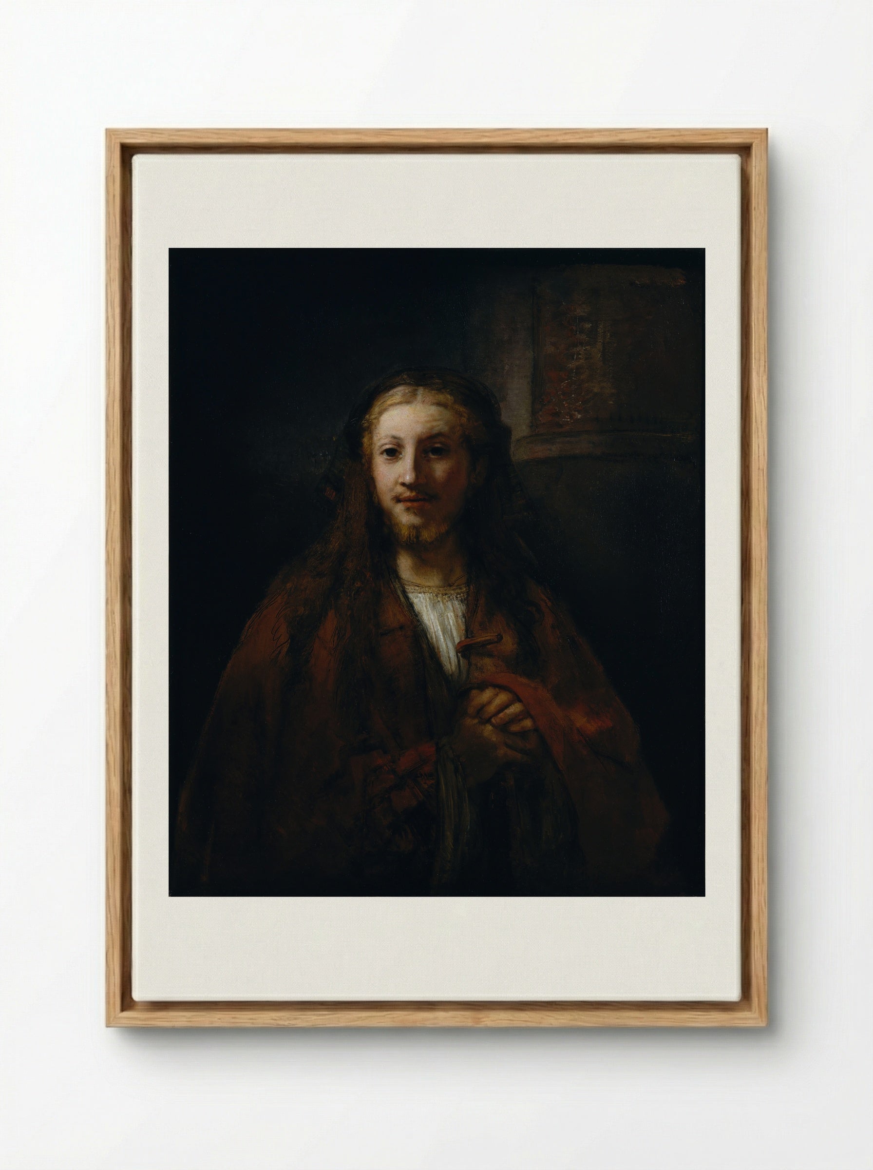Head of Christ - Rembrandt van Rijn - Framed Canvas Wood