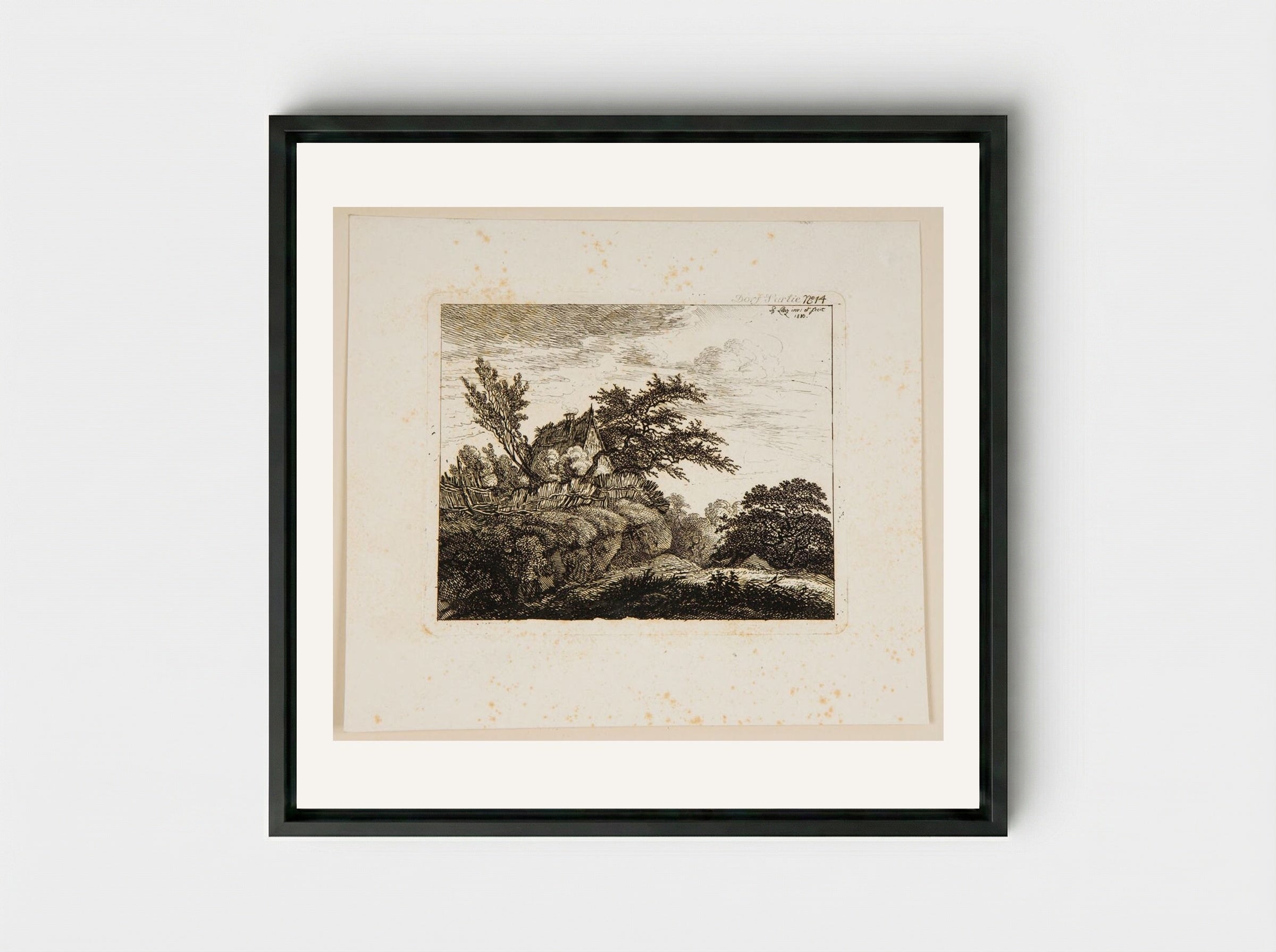Village Scene (Dorf Partie No. 14) - Johann Philipp Wilhelm Lenz - Framed Canvas Black