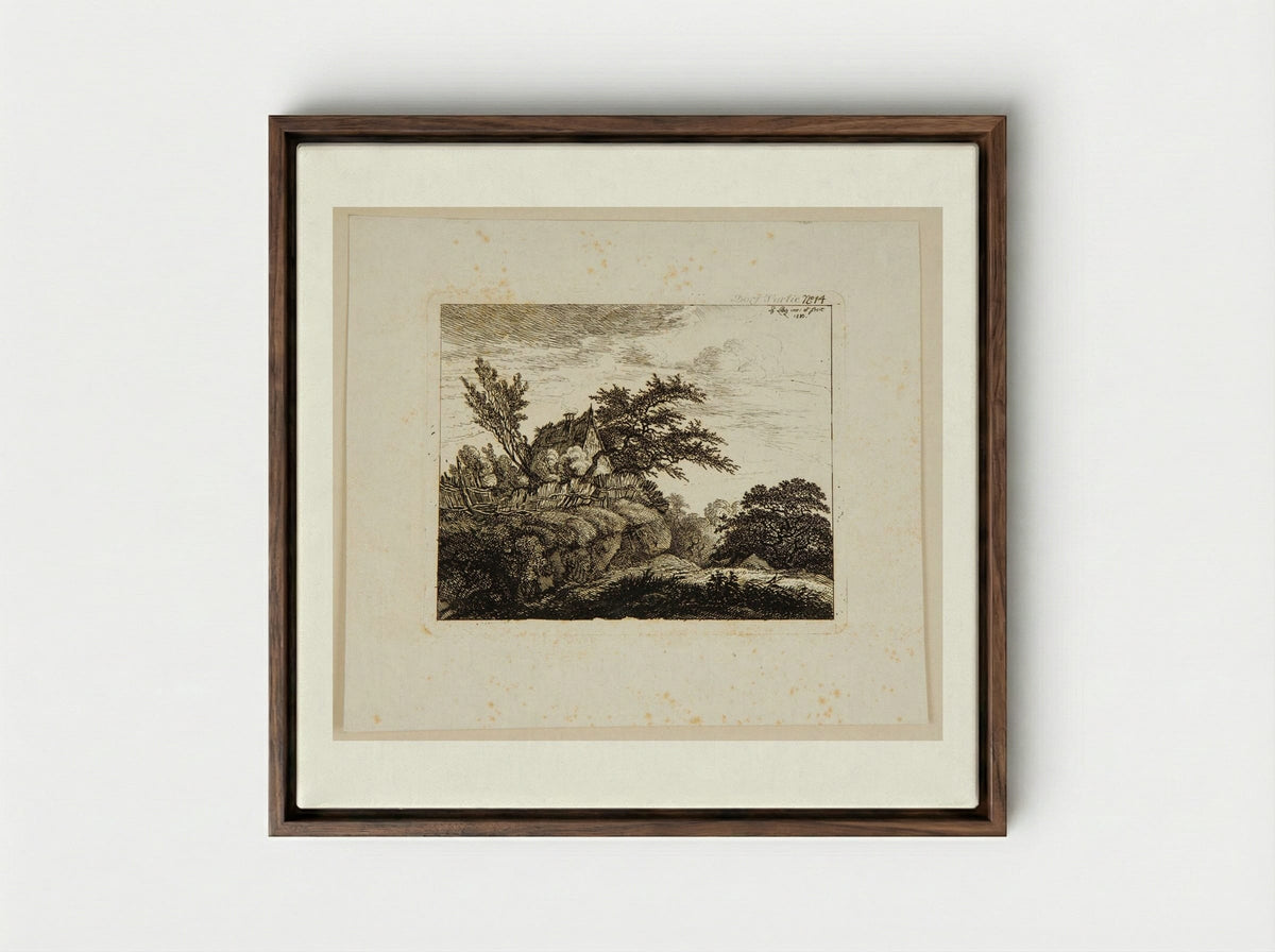 Village Scene (Dorf Partie No. 14) - Johann Philipp Wilhelm Lenz - Framed Canvas Dark Wood