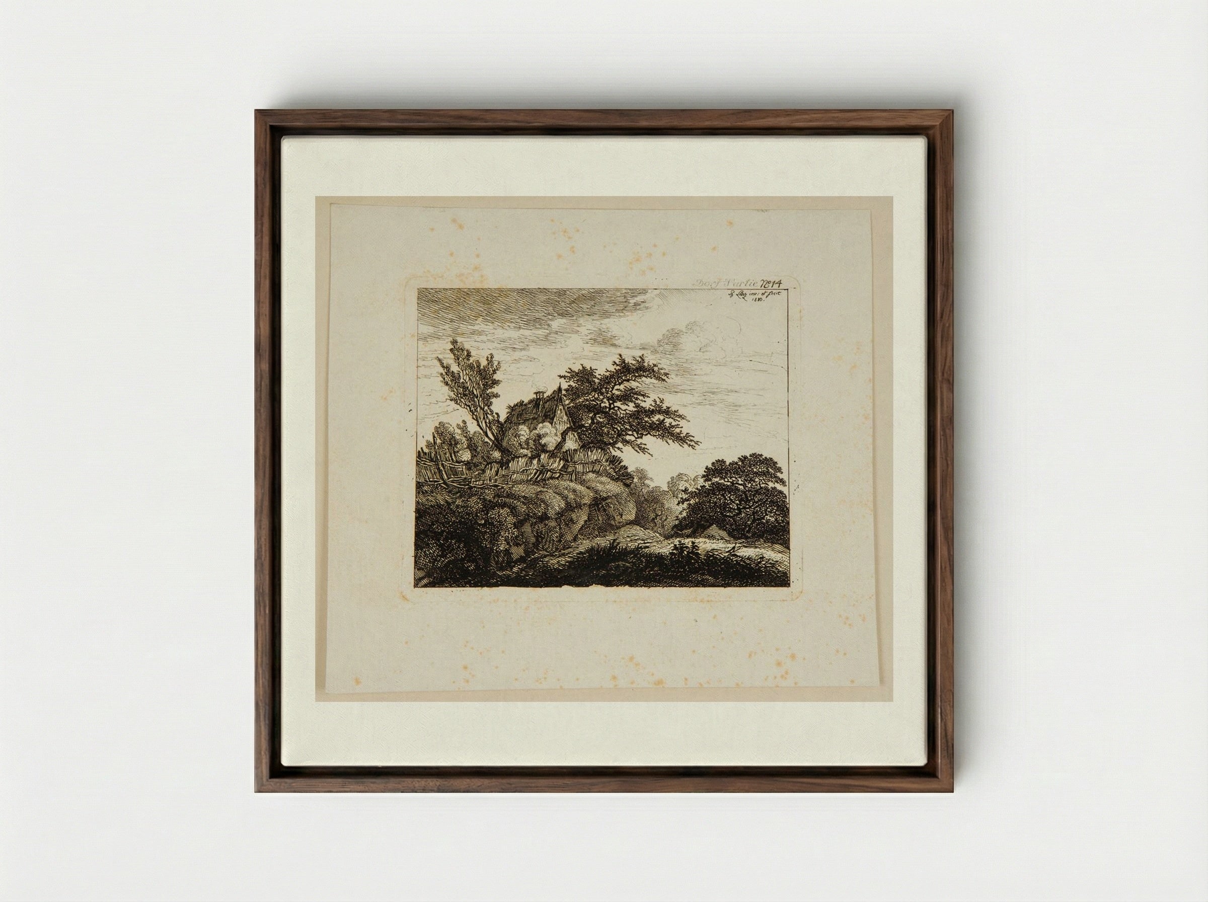 Village Scene (Dorf Partie No. 14) - Johann Philipp Wilhelm Lenz - Framed Canvas Dark Wood