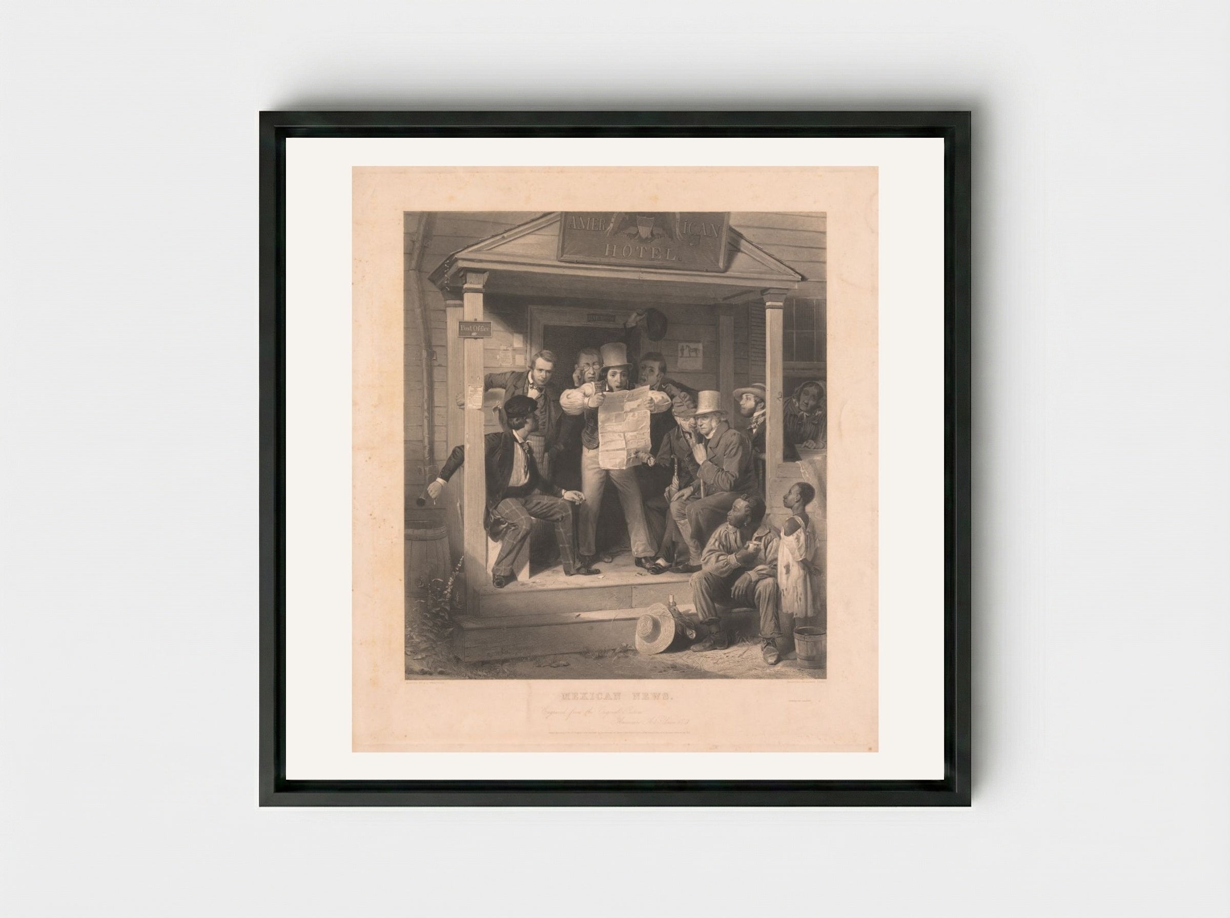 Mexican News - Alfred Jones - Framed Canvas Black