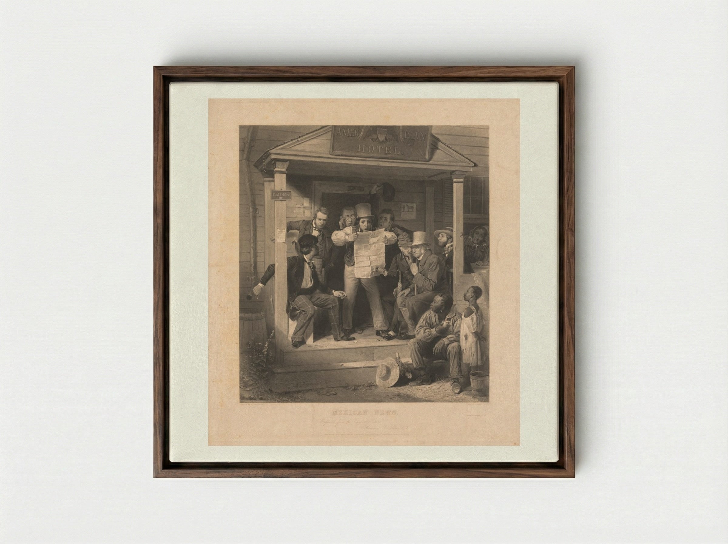 Mexican News - Alfred Jones - Framed Canvas Dark Wood