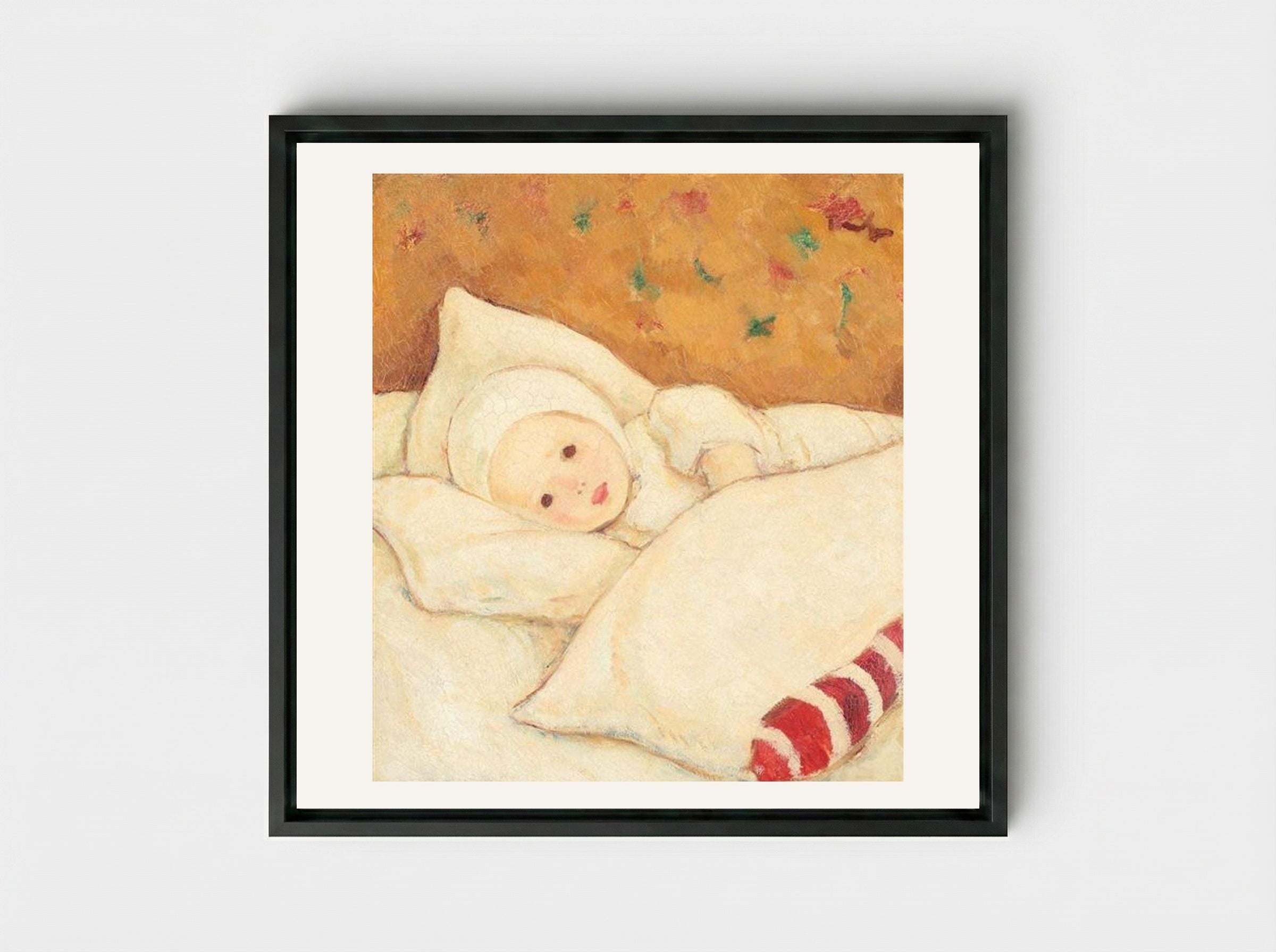 Girl in White - Nicolae Tonitza - Framed Canvas Black