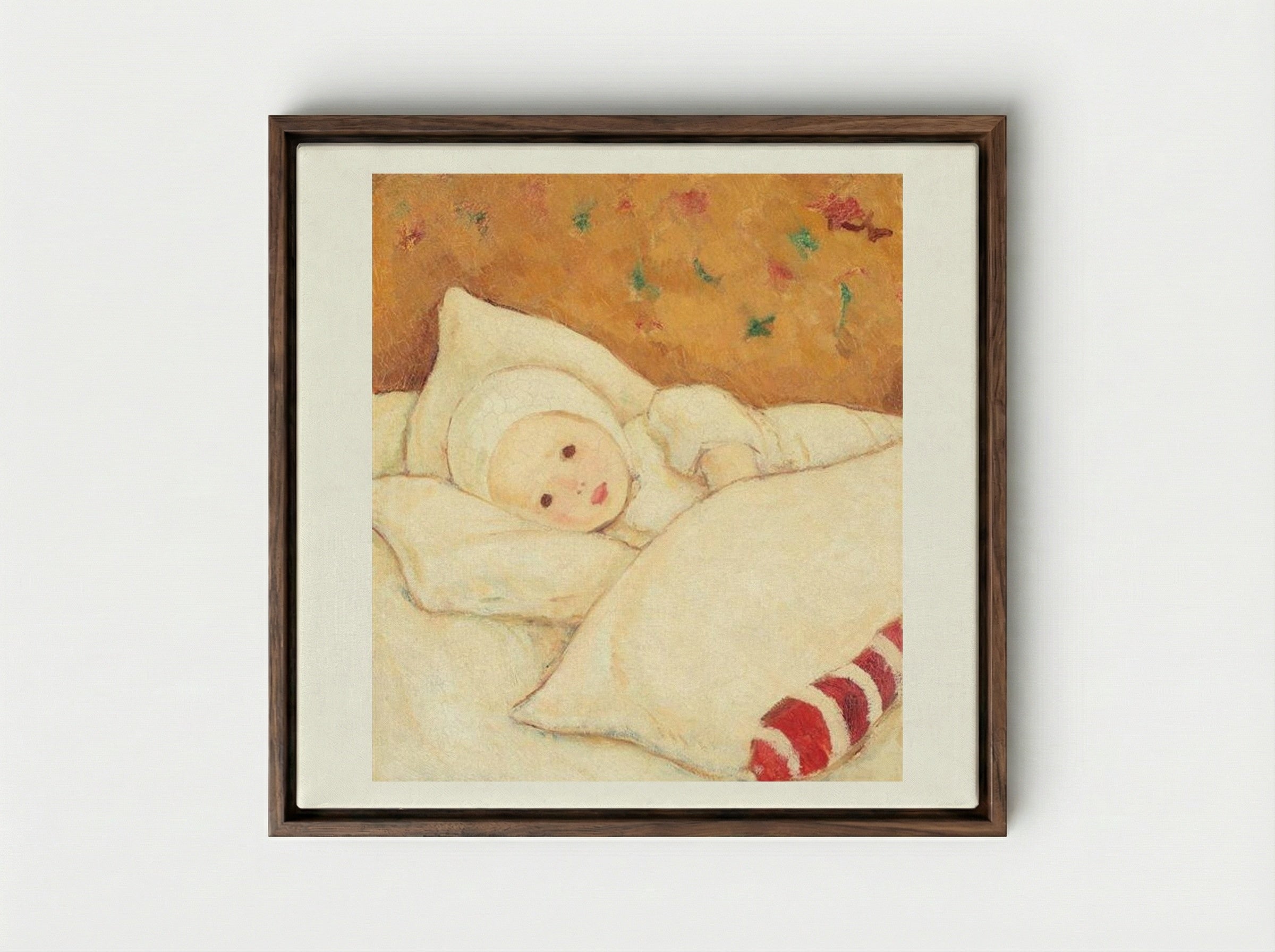 Girl in White - Nicolae Tonitza - Framed Canvas Dark Wood