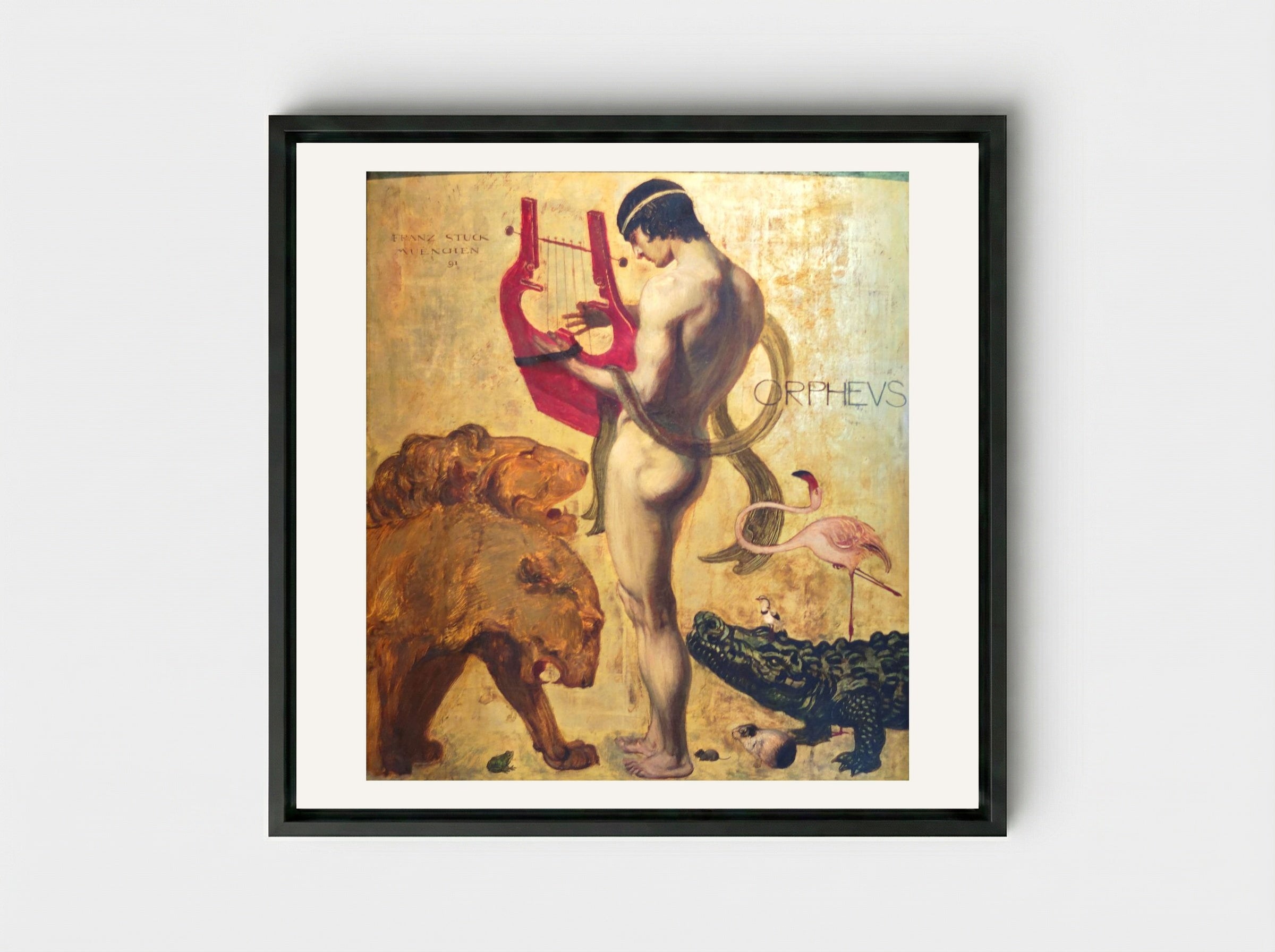 Orpheus - Franz von Stuck - Framed Canvas Black