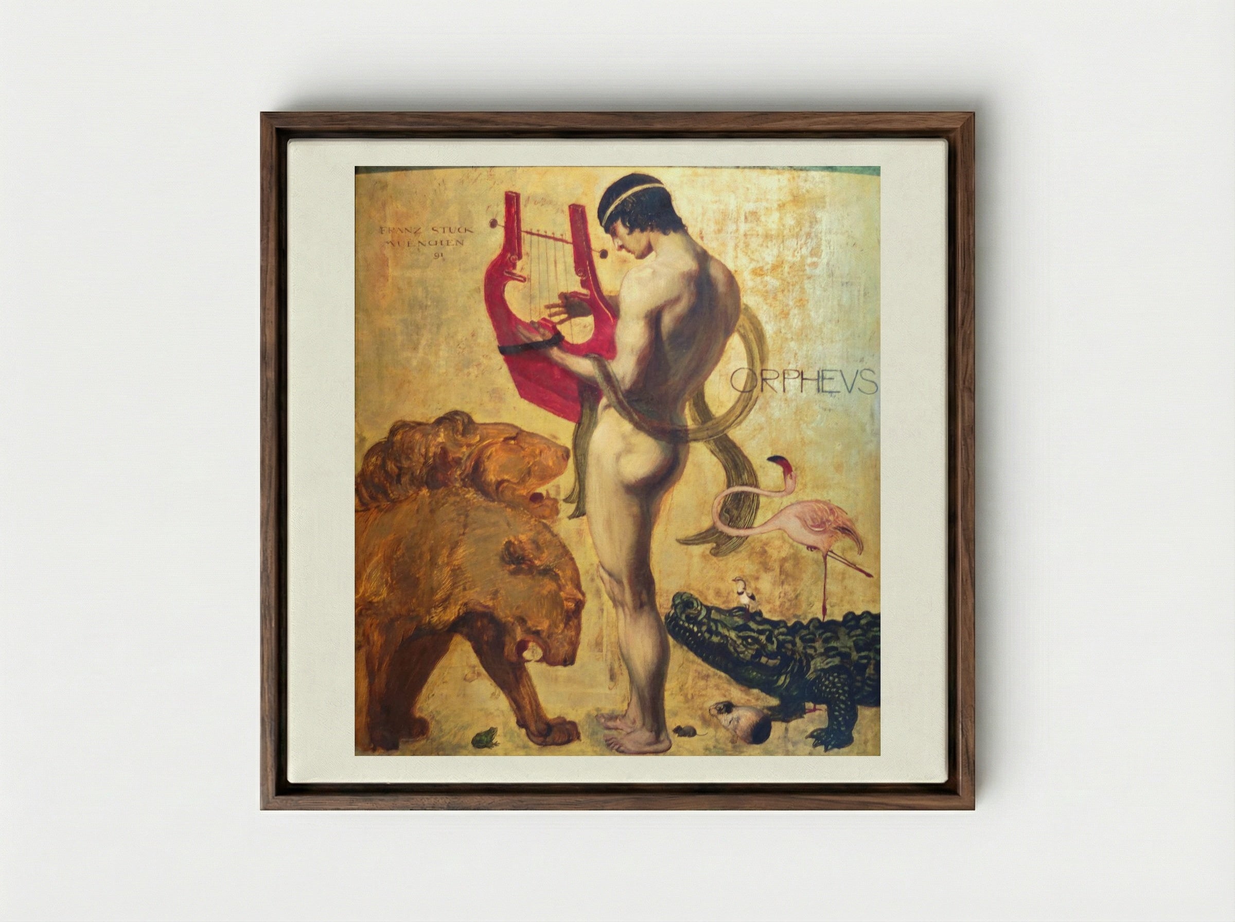 Orpheus - Franz von Stuck - Framed Canvas Dark Wood