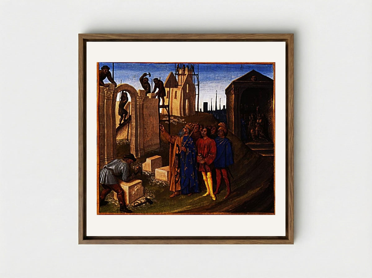 Charlemagne as a Builder - Jean Fouquet - Framed Canvas Wood