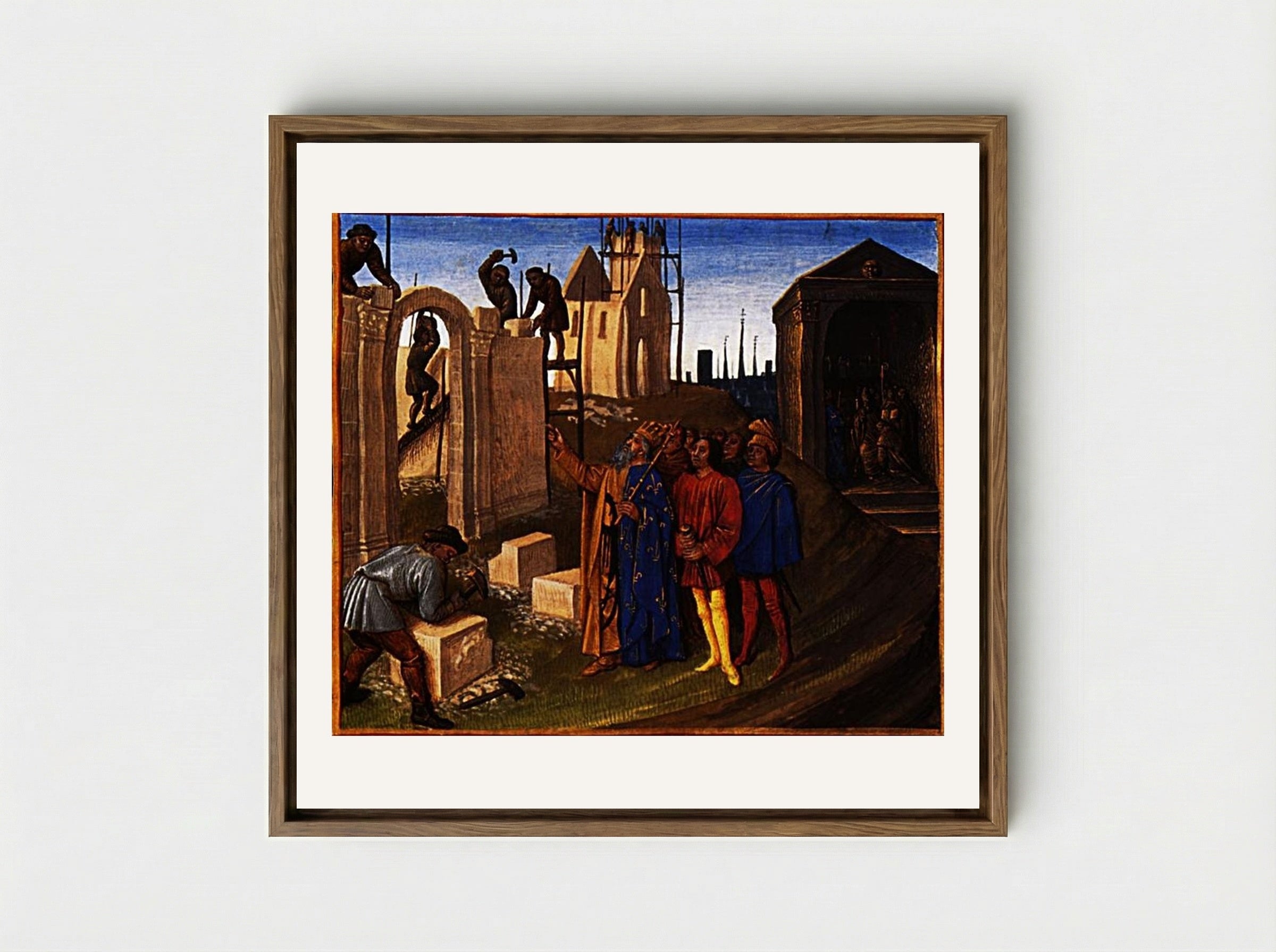 Charlemagne as a Builder - Jean Fouquet - Framed Canvas Wood
